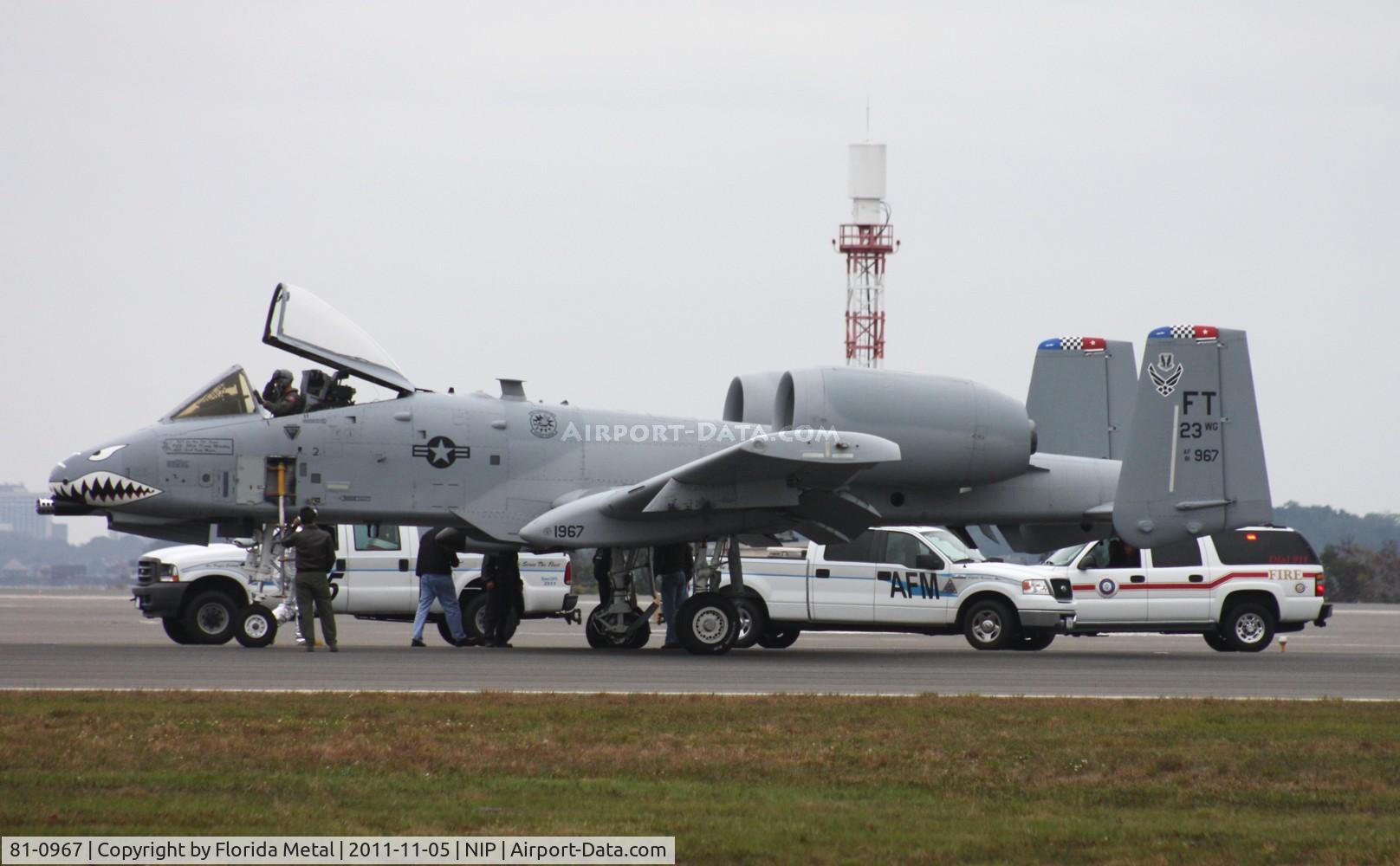 81-0967, 1981 Fairchild Republic A-10C Thunderbolt II C/N A10-0662, Warthog with flat tire, closed down runway and temporarilly halted the airshow