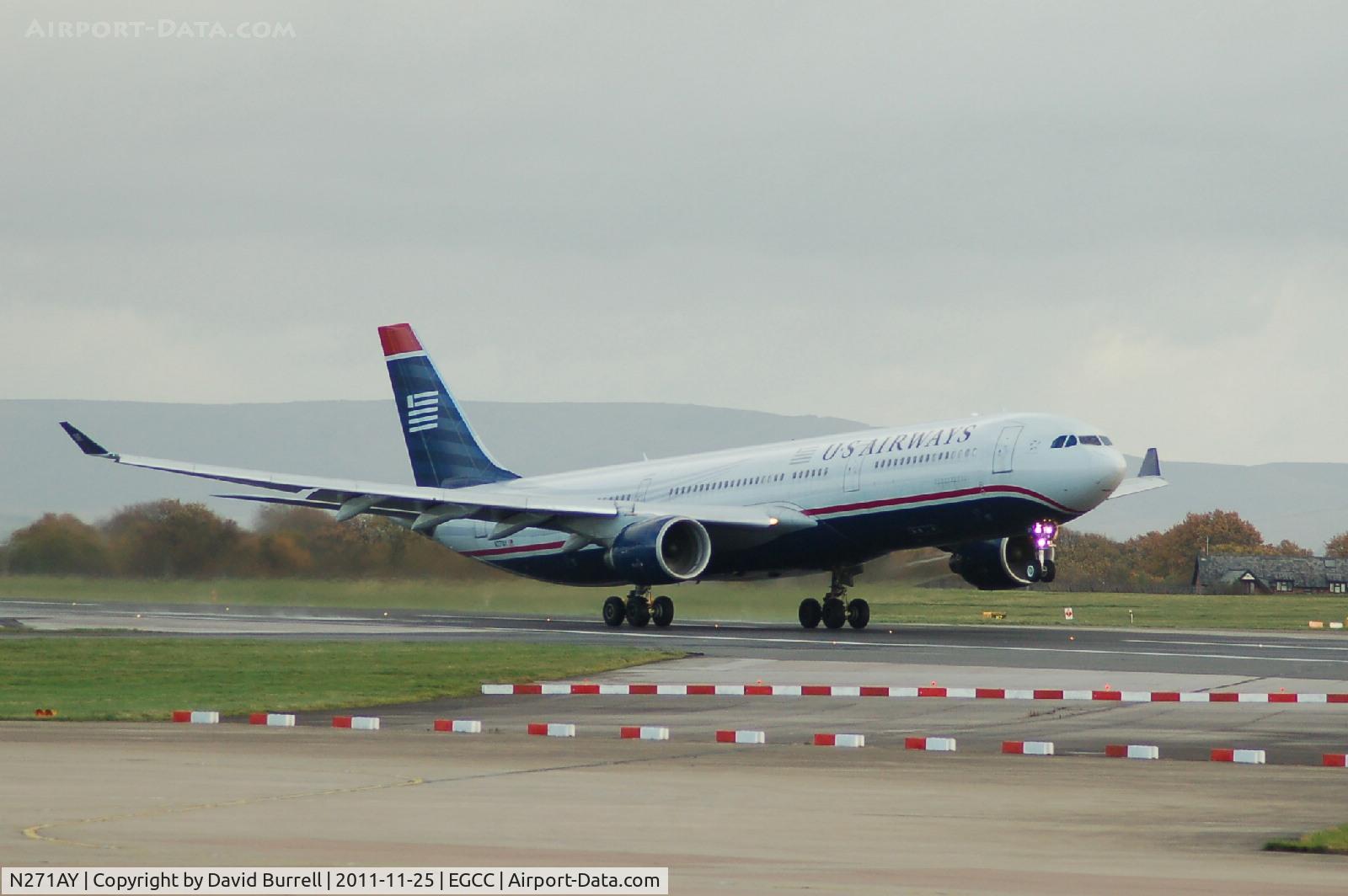 N271AY, 2000 Airbus A330-323 C/N 0323, US Airways Airbus A330-323 taking off Manchester Airport.