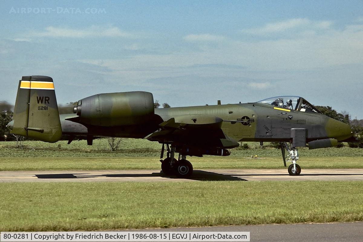 80-0281, 1980 Fairchild Republic A-10A Thunderbolt II C/N A10-0631, taxying to the active