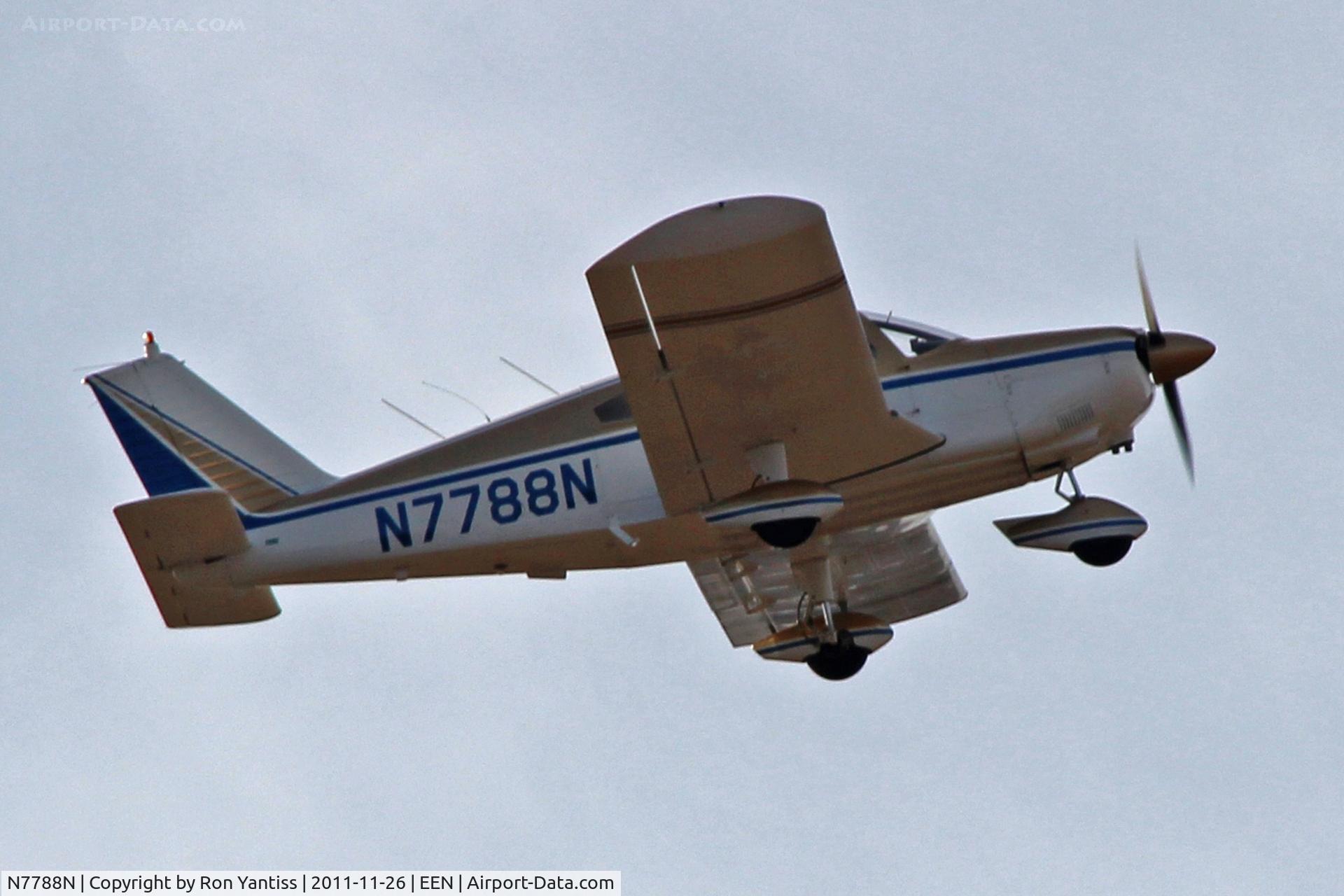 N7788N, 1968 Piper PA-28-180 C/N 28-5236, Taking off from runway 02, Dillant-Hopkins Airport, Keene, NH