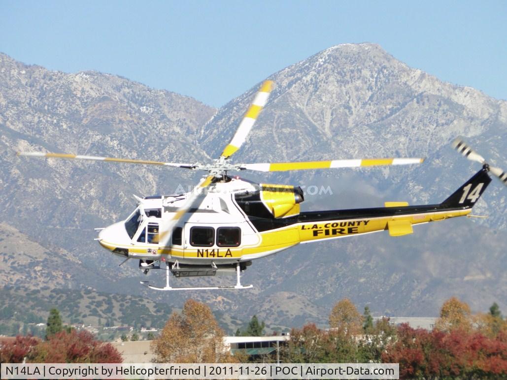 N14LA, 2005 Bell 412EP C/N 36393, Copter 14 responding on a call out for a medical transportation. Air taxied on Cocco turned hard left to runway 26L and departed