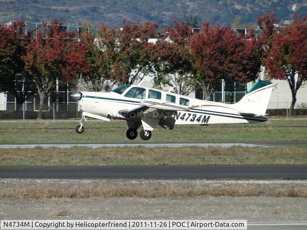 N4734M, 1978 Beech A36 Bonanza 36 C/N E-1257, Touching down
