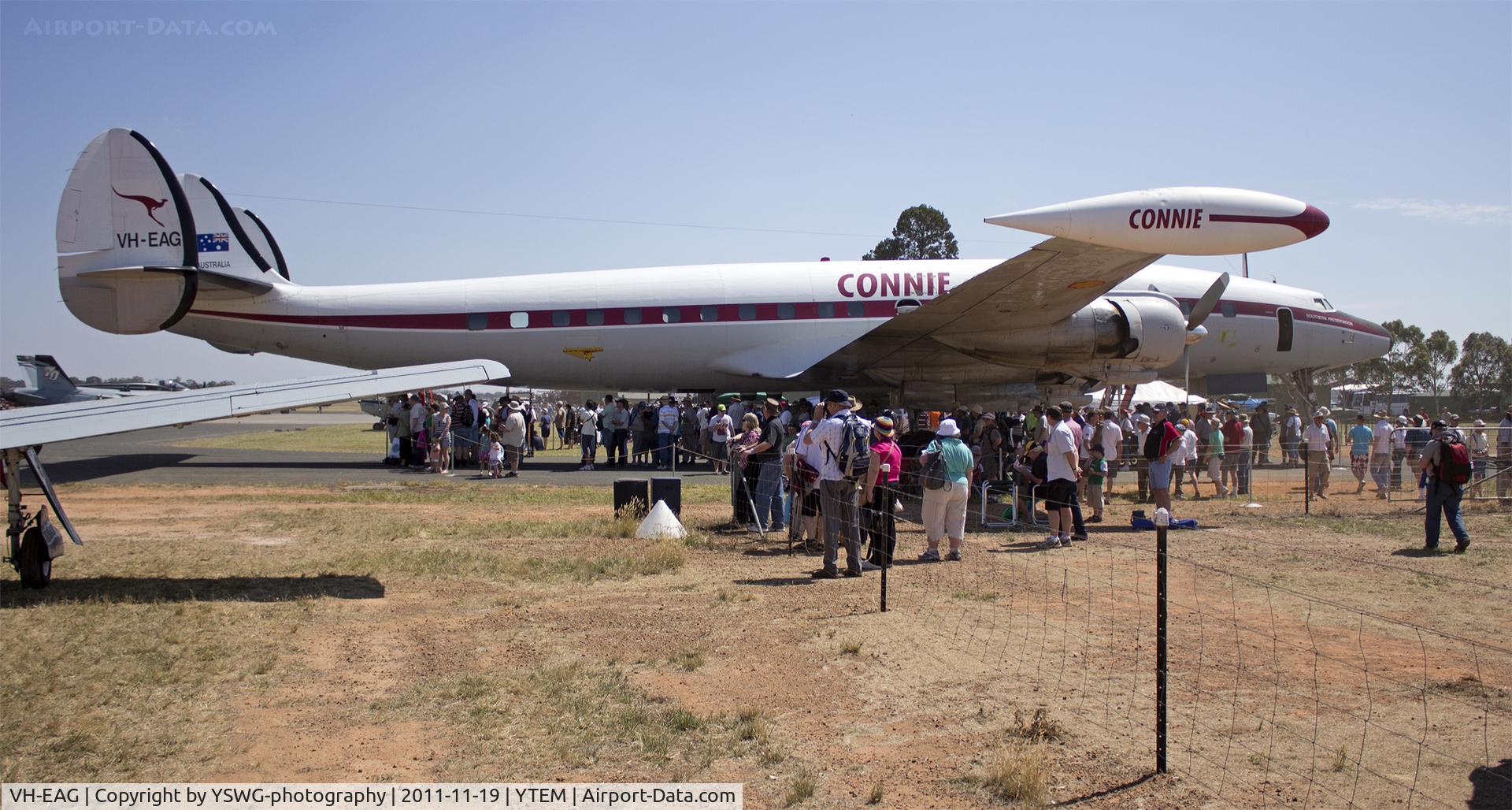 VH-EAG, 1955 Lockheed L-1049F Super Constellation C/N 4176, Lockheed Super Constellation 'Connie' (VH-EAG) at Temora Aviation Museum for the Warbirds Downunder Airshow.