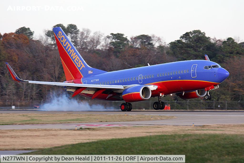 N277WN, 2007 Boeing 737-7H4 C/N 32531, Southwest Airlines N277WN (FLT SWA1523) from Baltimore/Washington Int'l (KBWI) landing RWY 23.
