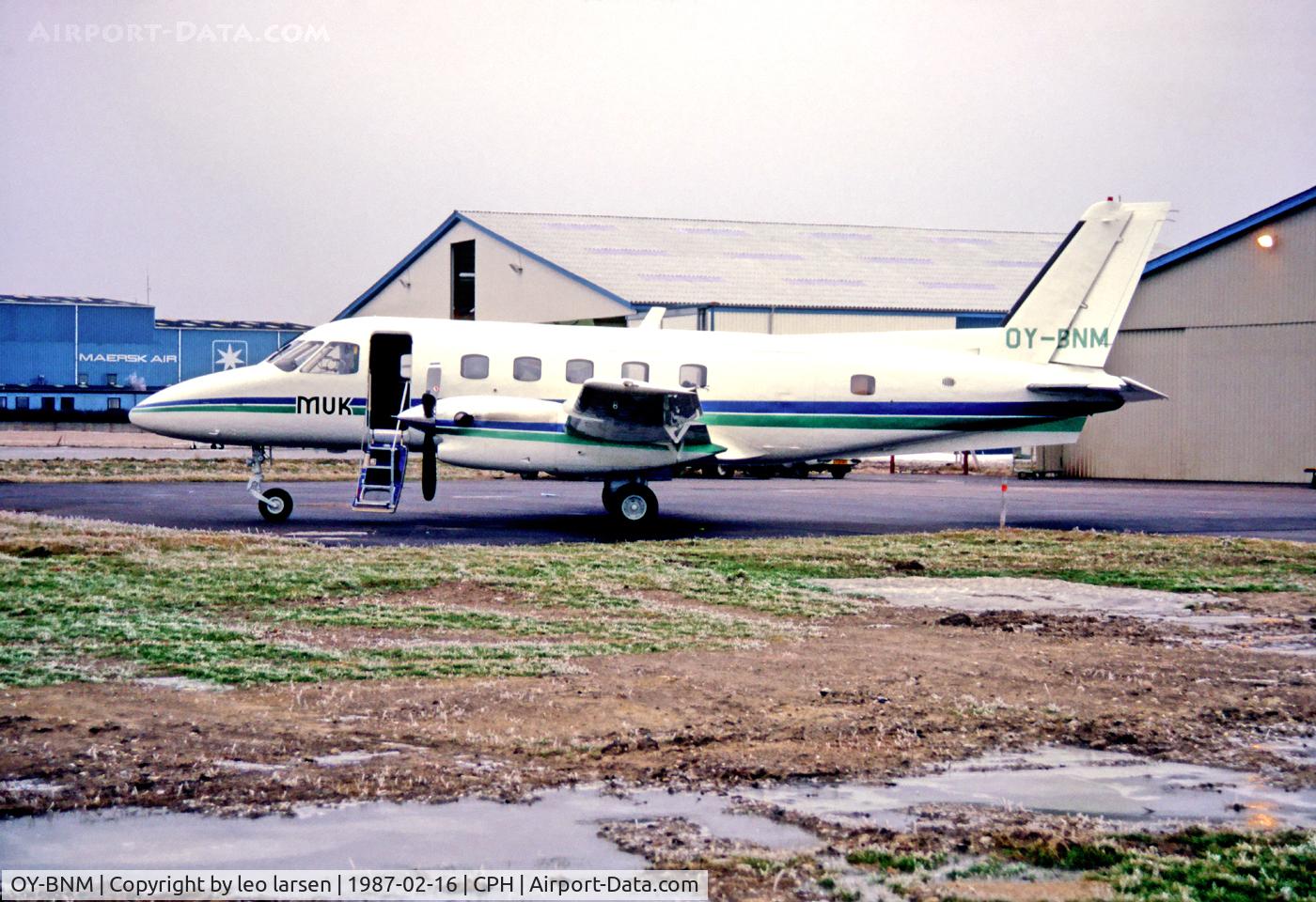 OY-BNM, 1978 Embraer EMB-110P2 Bandeirante C/N 110200, Copenhagen CPH 16.2.87