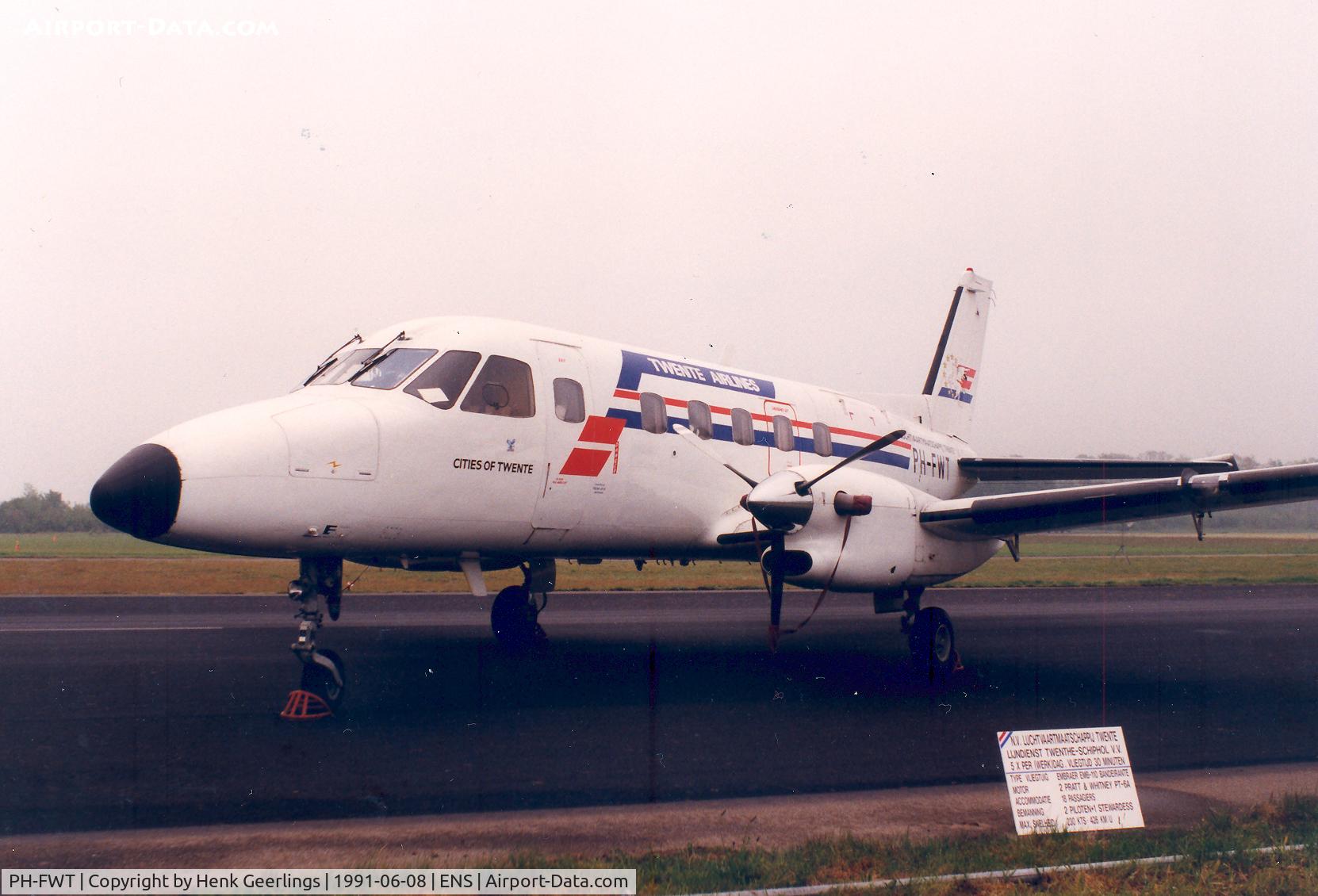 PH-FWT, 1980 Embraer EMB-110P1 Bandeirante C/N 110272, Twente Airlines