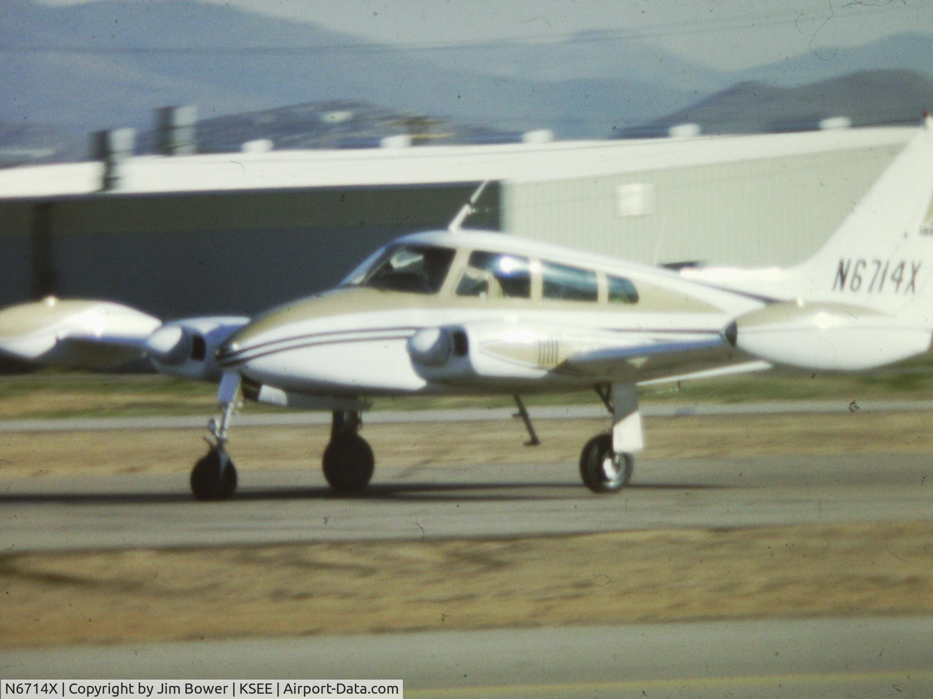 N6714X, 1960 Cessna 310F C/N 310F-0014, Taken at Gillespie Field in about 1974