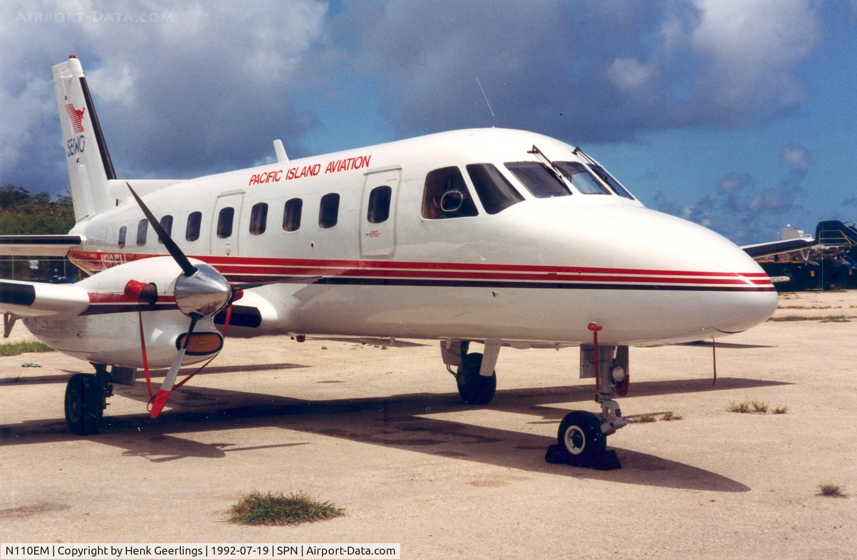 N110EM, 1982 Embraer EMB-110P1 Bandeirante C/N 110.426, Pacific Island Aviation , Saipan , 19 jul '92