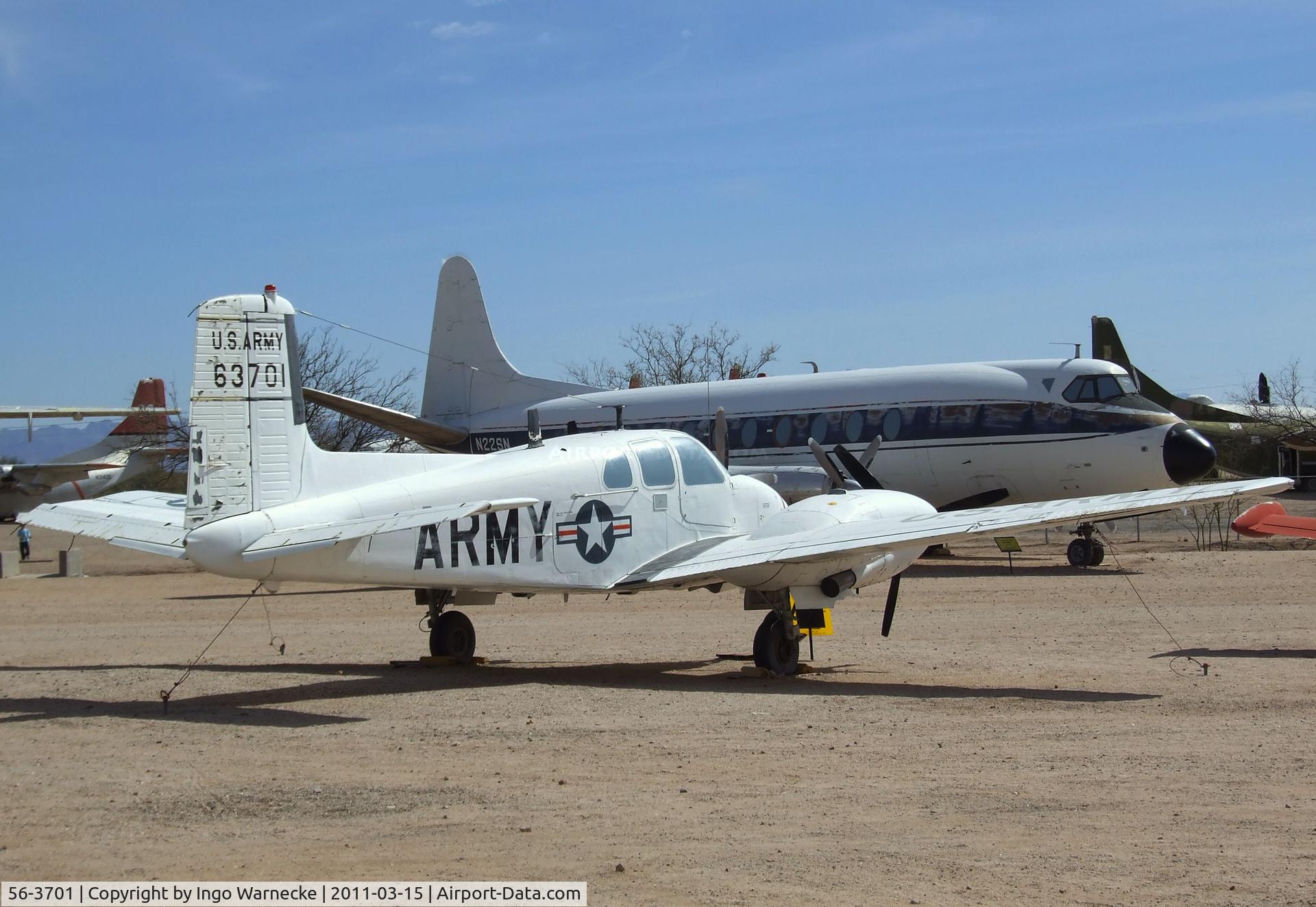 56-3701, Beech U-8D Seminole C/N LH.102, Beechcraft U-8D / L-23D Seminole (Twin Bonanza) at the Pima Air & Space Museum, Tucson AZ