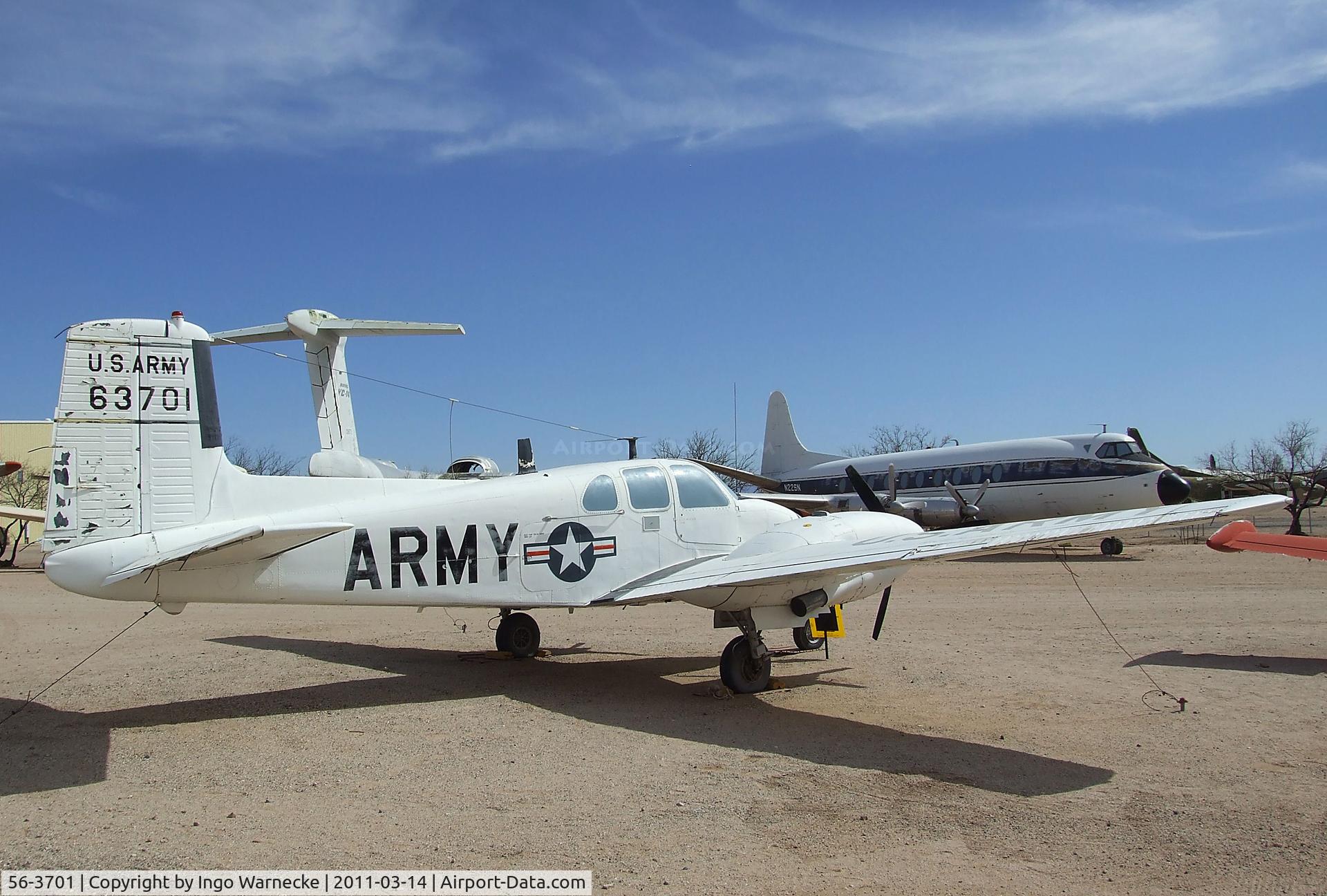 56-3701, Beech U-8D Seminole C/N LH.102, Beechcraft U-8D / L-23D Seminole (Twin Bonanza) at the Pima Air & Space Museum, Tucson AZ