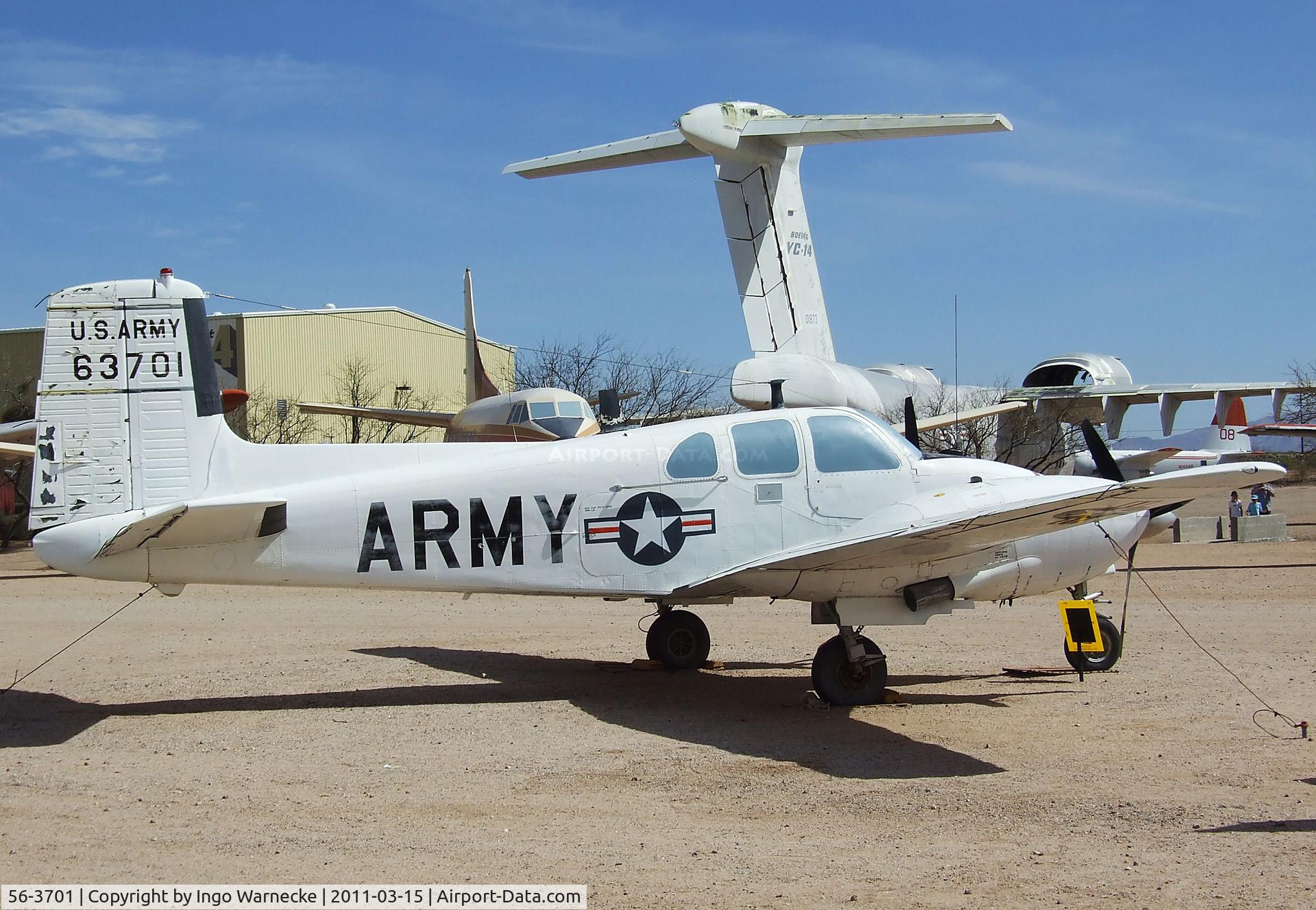 56-3701, Beech U-8D Seminole C/N LH.102, Beechcraft U-8D / L-23D Seminole (Twin Bonanza) at the Pima Air & Space Museum, Tucson AZ