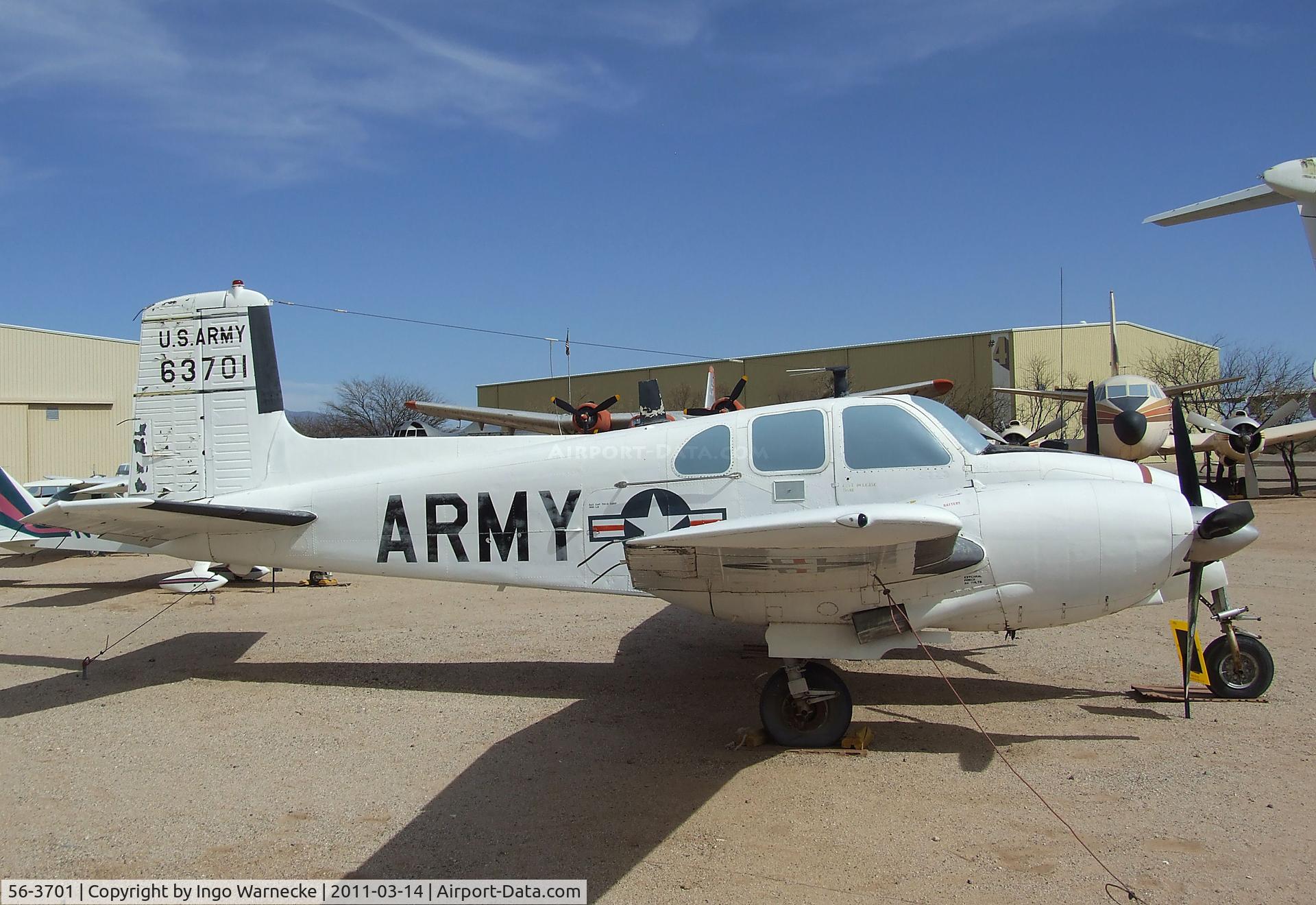 56-3701, Beech U-8D Seminole C/N LH.102, Beechcraft U-8D / L-23D Seminole (Twin Bonanza) at the Pima Air & Space Museum, Tucson AZ