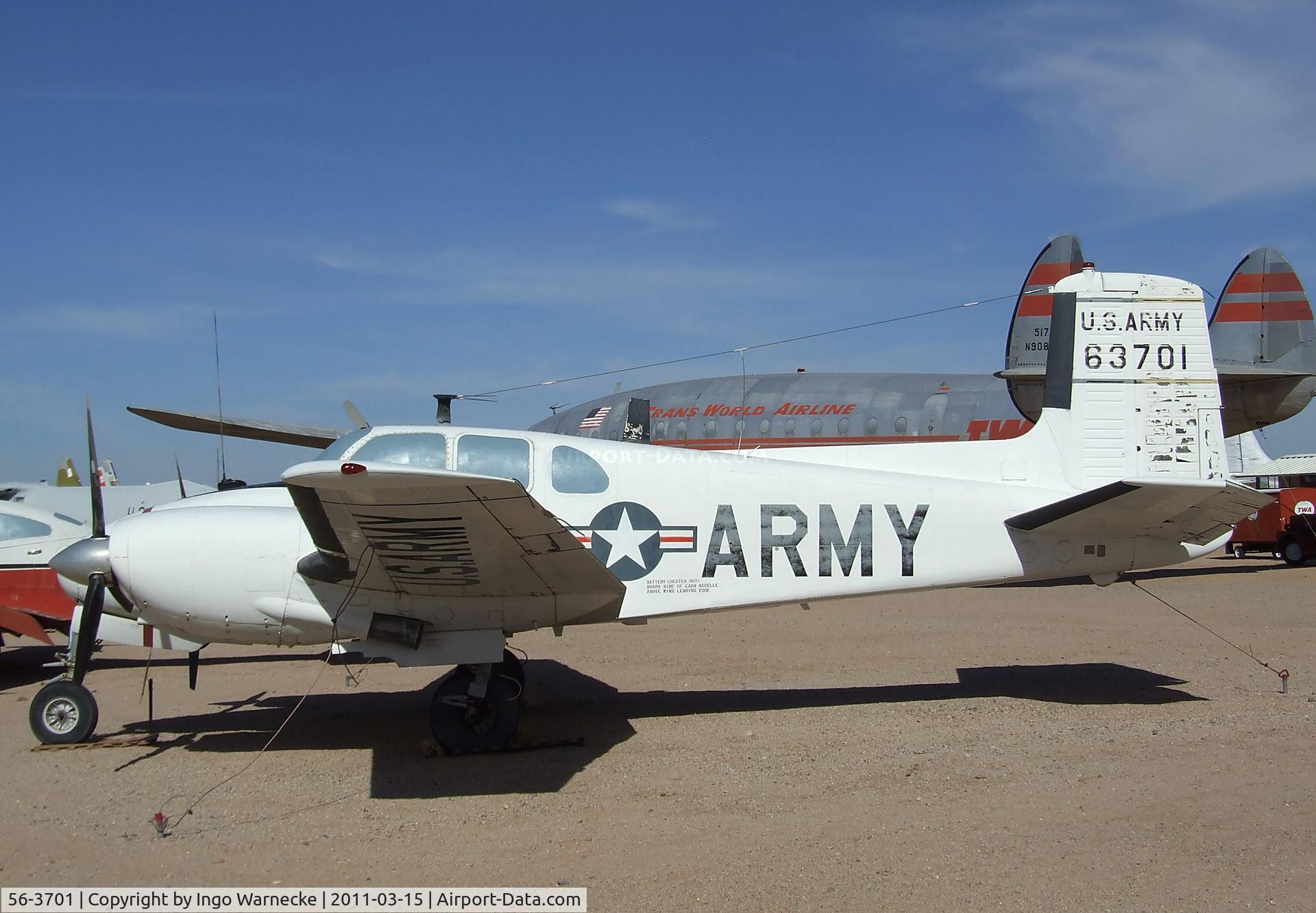 56-3701, Beech U-8D Seminole C/N LH.102, Beechcraft U-8D / L-23D Seminole (Twin Bonanza) at the Pima Air & Space Museum, Tucson AZ
