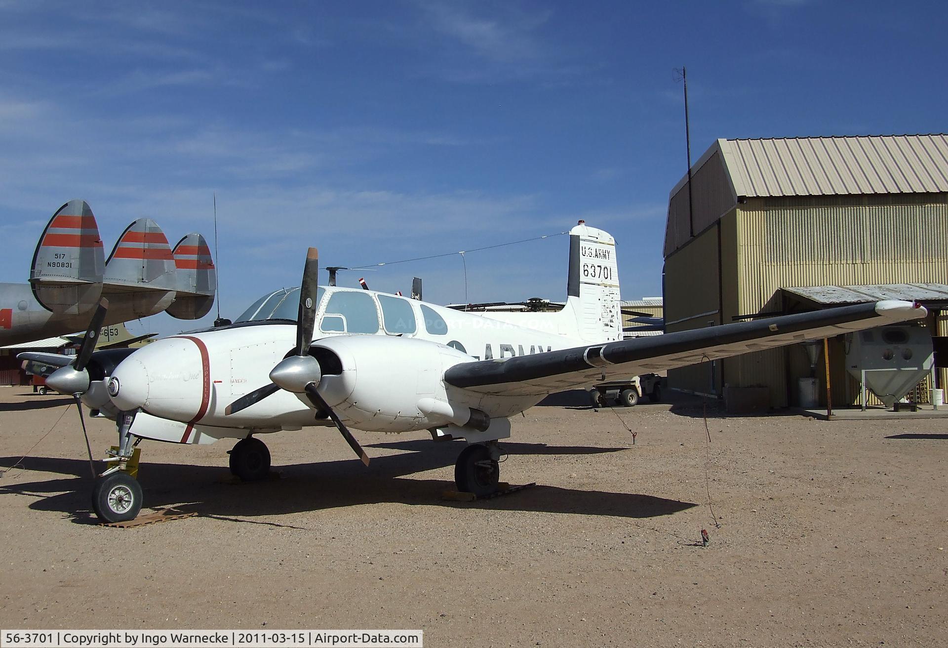56-3701, Beech U-8D Seminole C/N LH.102, Beechcraft U-8D / L-23D Seminole (Twin Bonanza) at the Pima Air & Space Museum, Tucson AZ