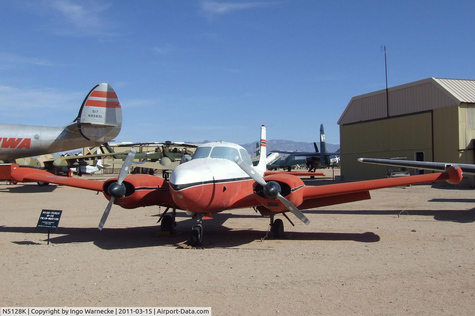 N5128K, Riley-Temco D-16 Twin Navion C/N TTN-29 (NAV-4-2028B), Ryan-Temco D-16 Twin Navion at the Pima Air & Space Museum, Tucson AZ