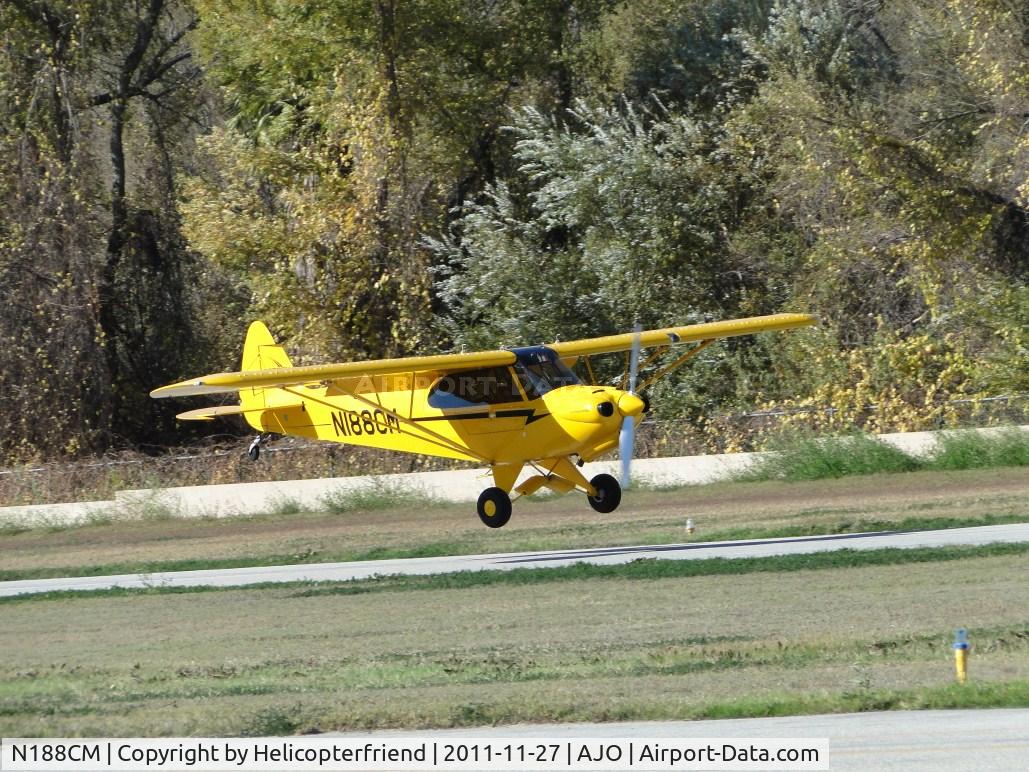 N188CM, 2009 Cub Crafters CC11-160 Carbon Cub SS C/N CC11-00104, Touching down on runway 7 returning from L67