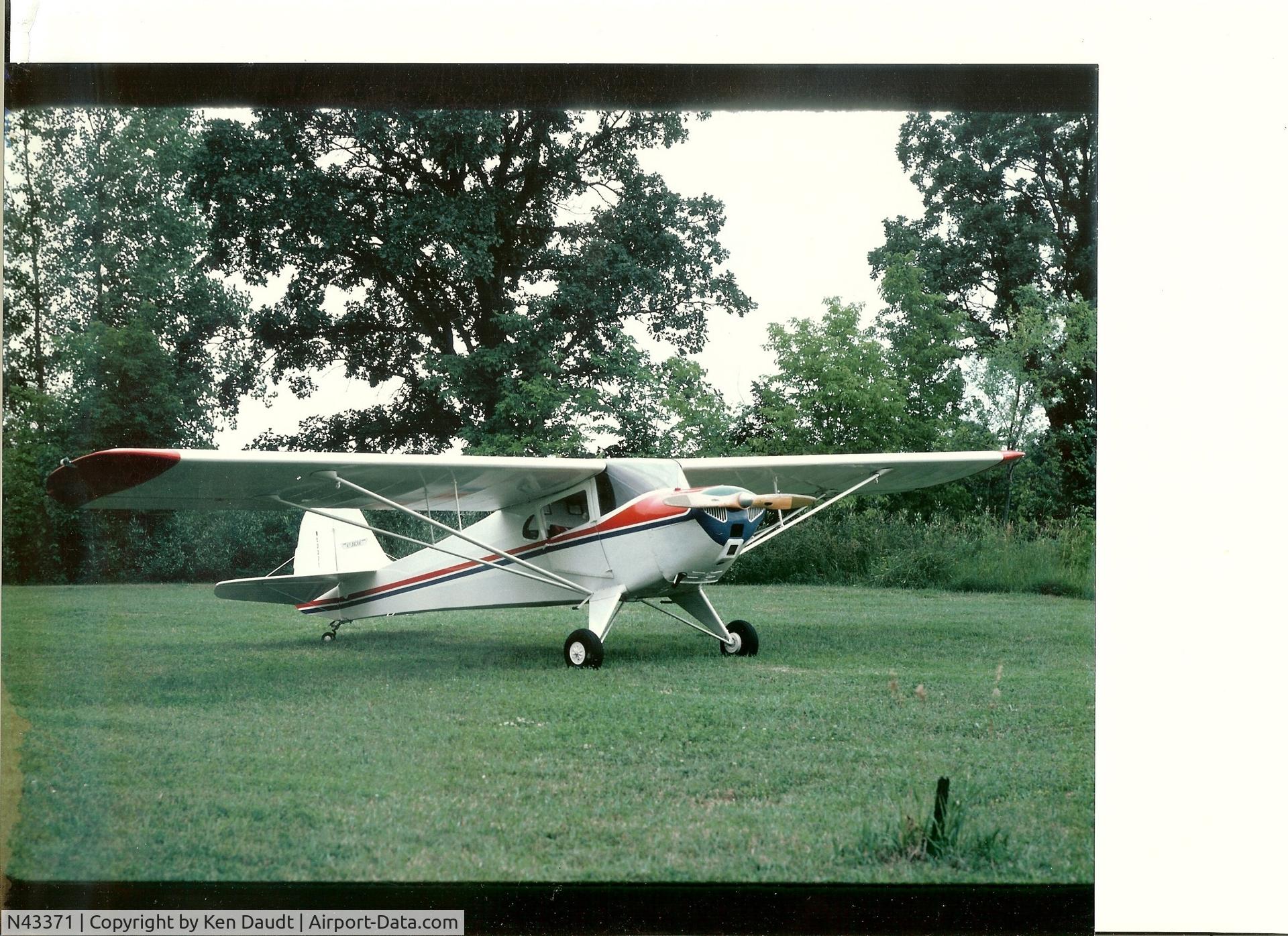 N43371, 1946 Taylorcraft BC12-D C/N 7030, I bought this Taylorcraft in Nov, of 1976 at Santa Paula Ca. Airport
On June 1977 I flew this Aircraft from Cable Airport in Upland Ca. to Anoka Industrial in Mn. I spent $76.00 in fuel.