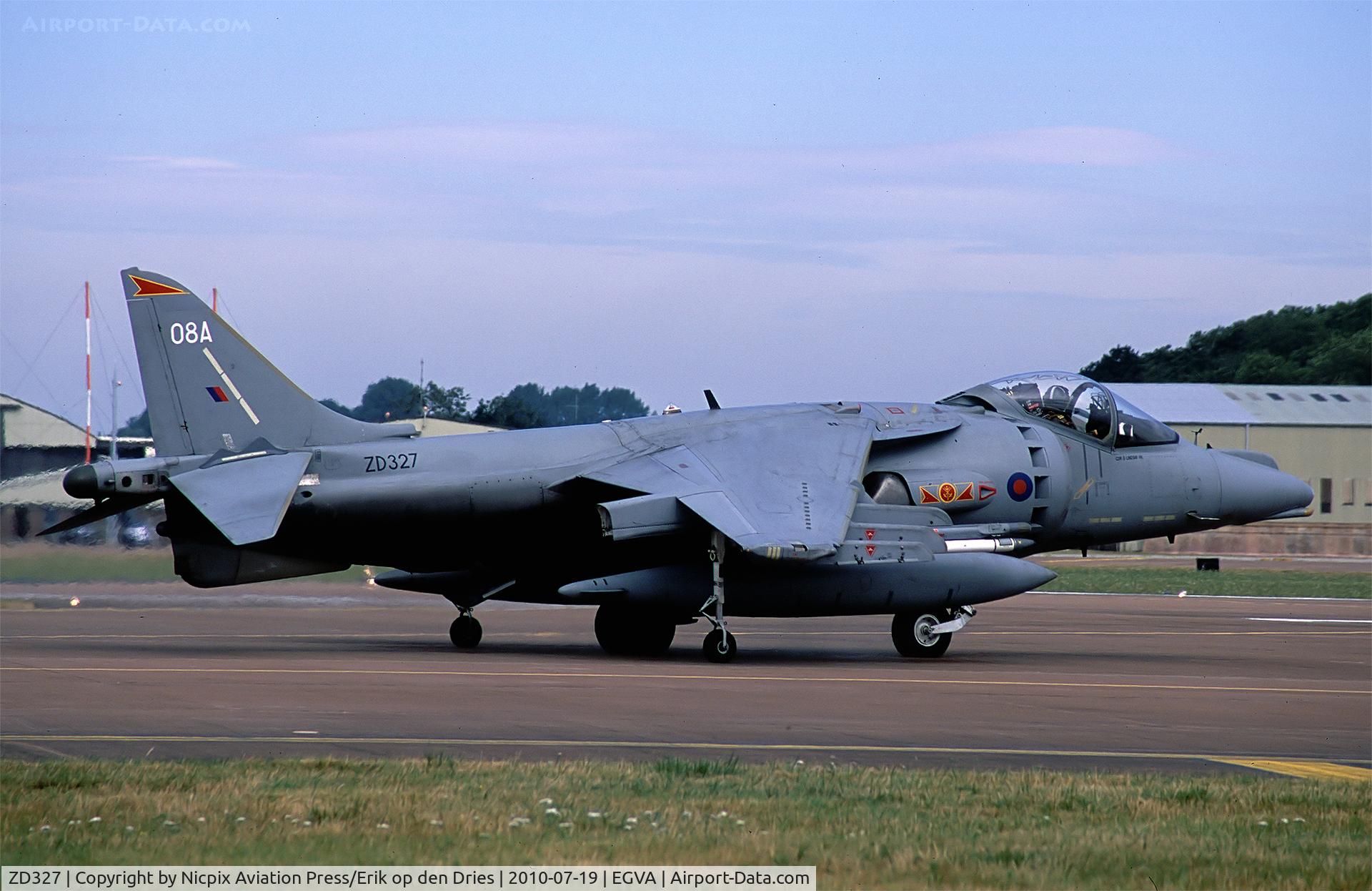 ZD327, British Aerospace Harrier GR.9A C/N 512115/P8, ZD-327 is a Harrier GR.9A and is seen here assigned to 899 Naval Air Sqaudron at the RIAT-2010.
