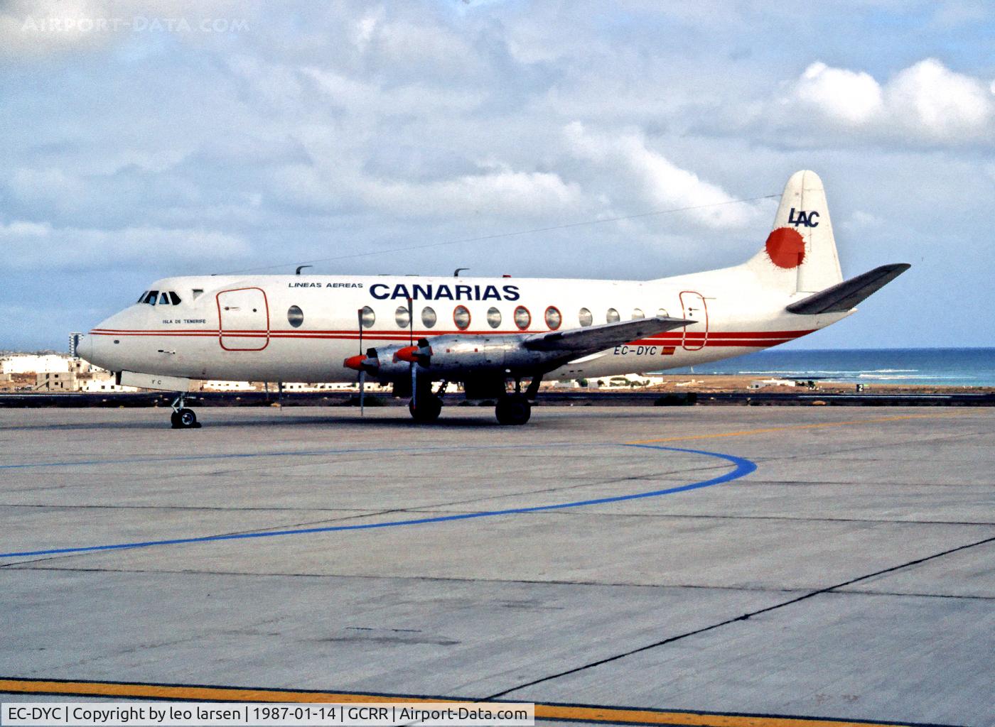 EC-DYC, 1958 Vickers Viscount 806 C/N 262, ACE  Arrecife Lanzarote 14.1.87