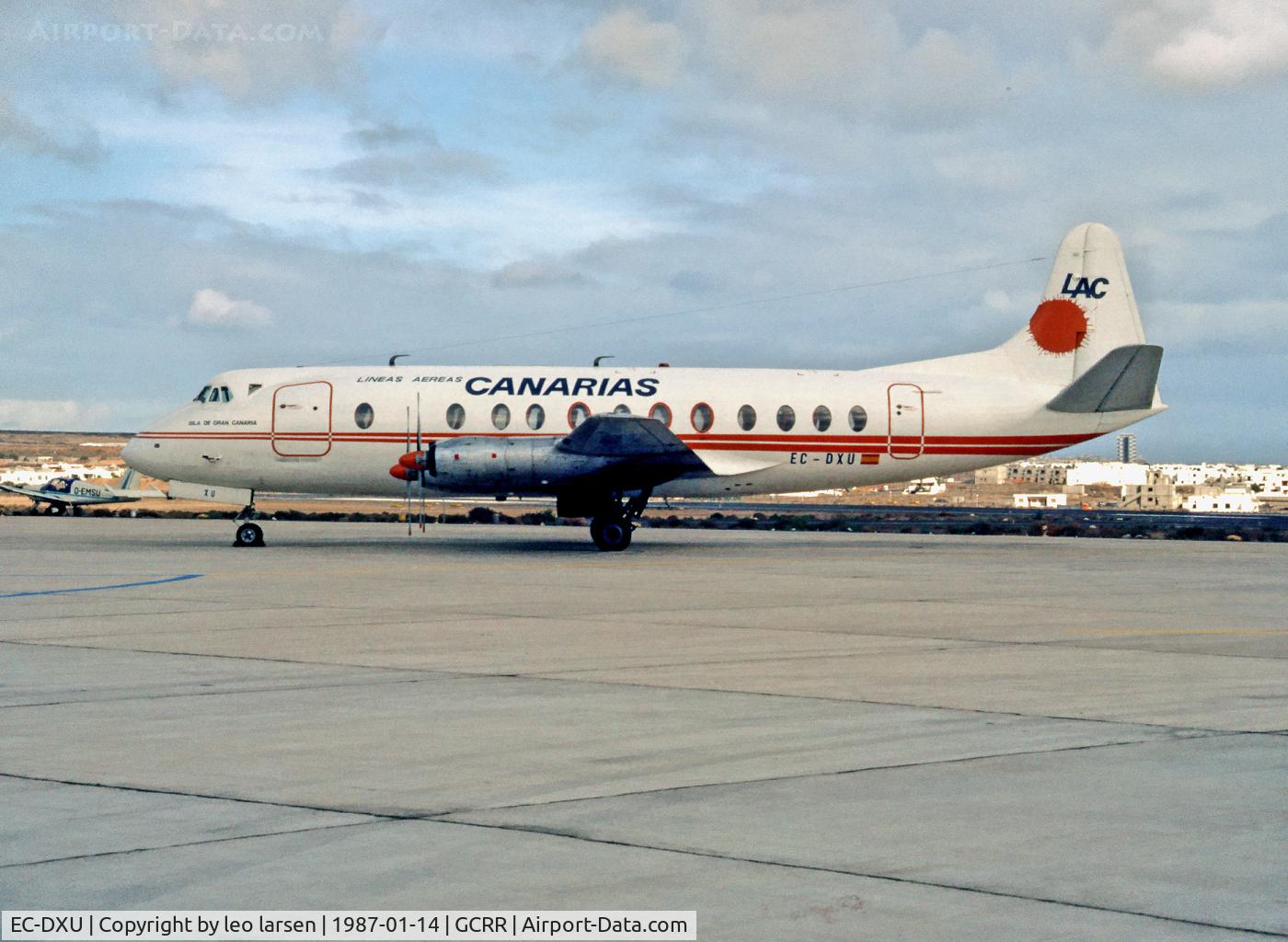 EC-DXU, 1958 Vickers Viscount 806 C/N 264, ACE Arrecife Lanzarote 14.1.87