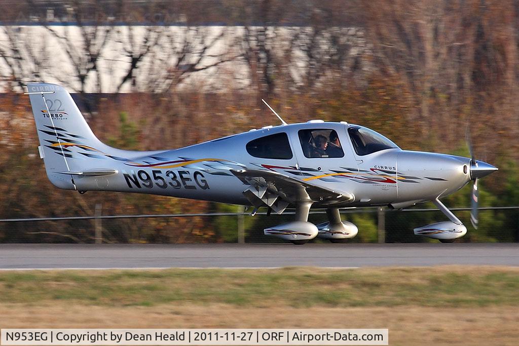 N953EG, 2007 Cirrus SR22 C/N 2417, A very nice looking 2007 Cirrus SR22 Turbo N953EG rolling out on RWY 23 after landing.