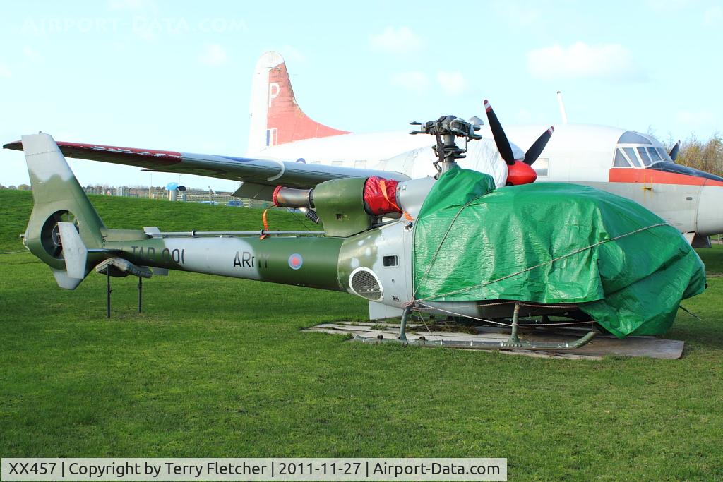 XX457, 1976 Westland SA-341B Gazelle AH1 C/N 1468, Exhibited at the Aeropark Museum at East Midlands Airport