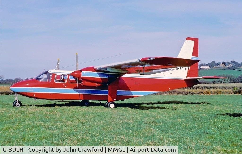 G-BDLH, 1976 Britten-Norman BN-2A-26 Islander C/N 486, Delivered the day after the photo was taken to Aero Taxi SA, Durango, Mexico, who were still operating it in 1996 as XA-GAZ. Now reg. XB-LVU operate in México.