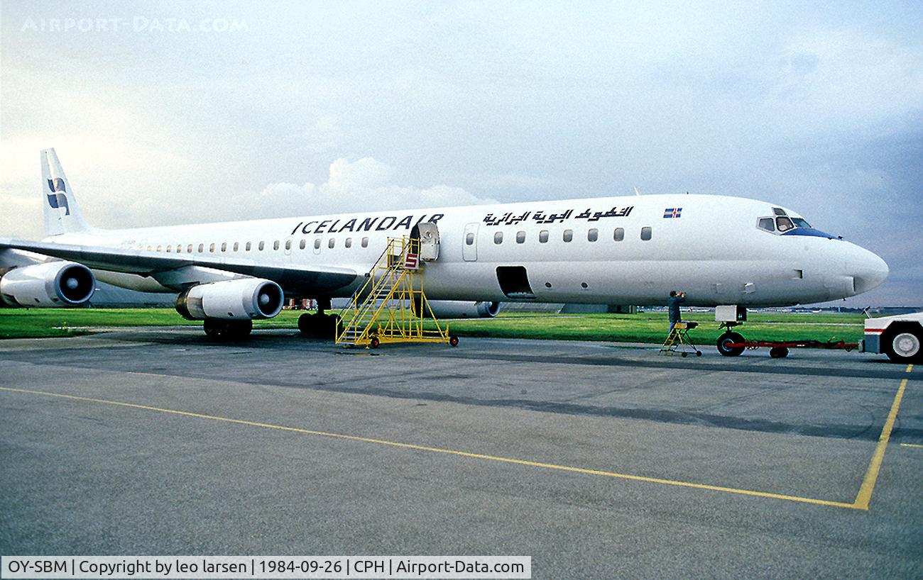 OY-SBM, 1968 Douglas DC-8-63 C/N 45924, OY-SBM lease to Icelandair,Air Algerie
CPH 26.9.84