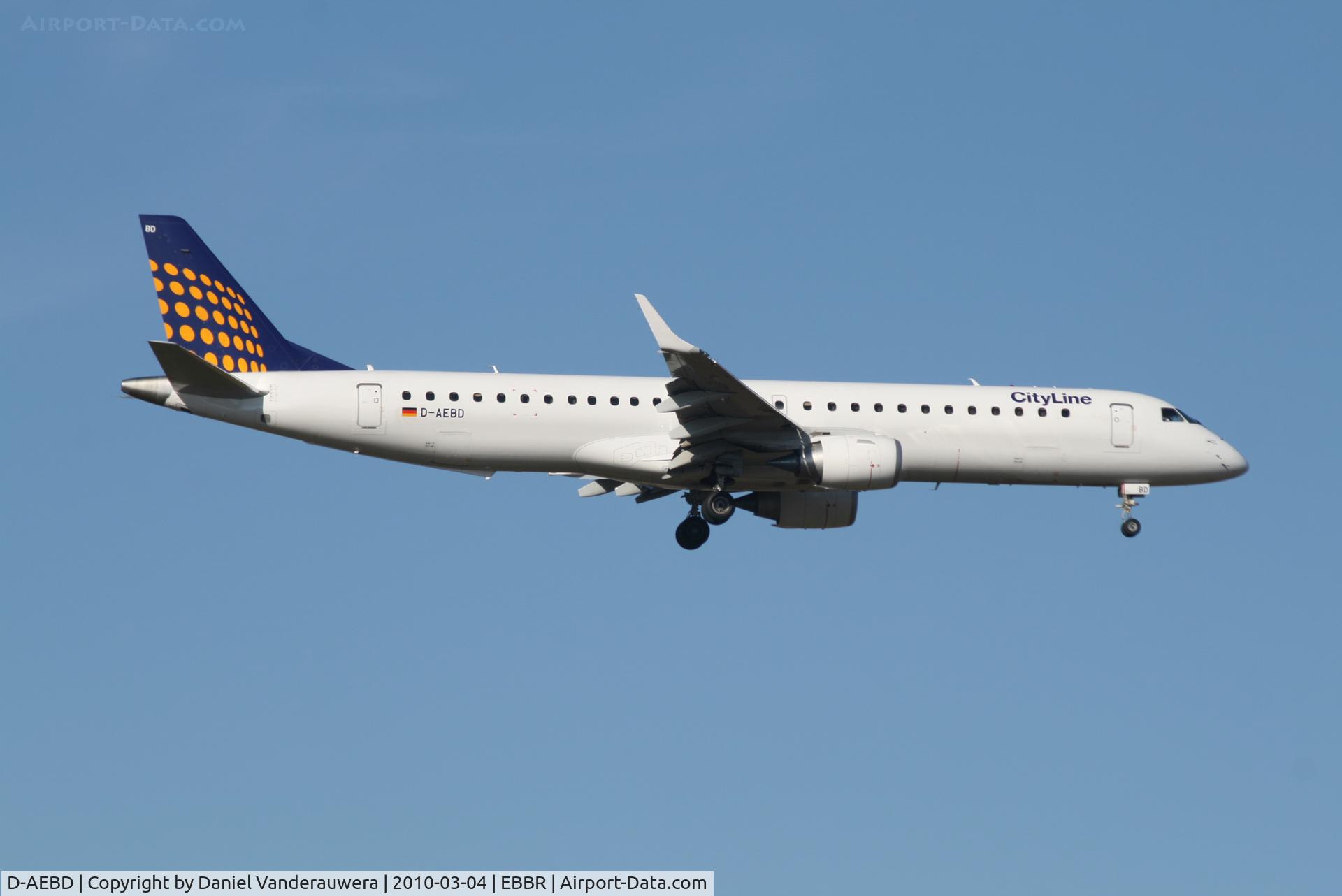 D-AEBD, 2009 Embraer 195LR (ERJ-190-200LR) C/N 19000324, Arrival of flight LH4602 to RWY 02