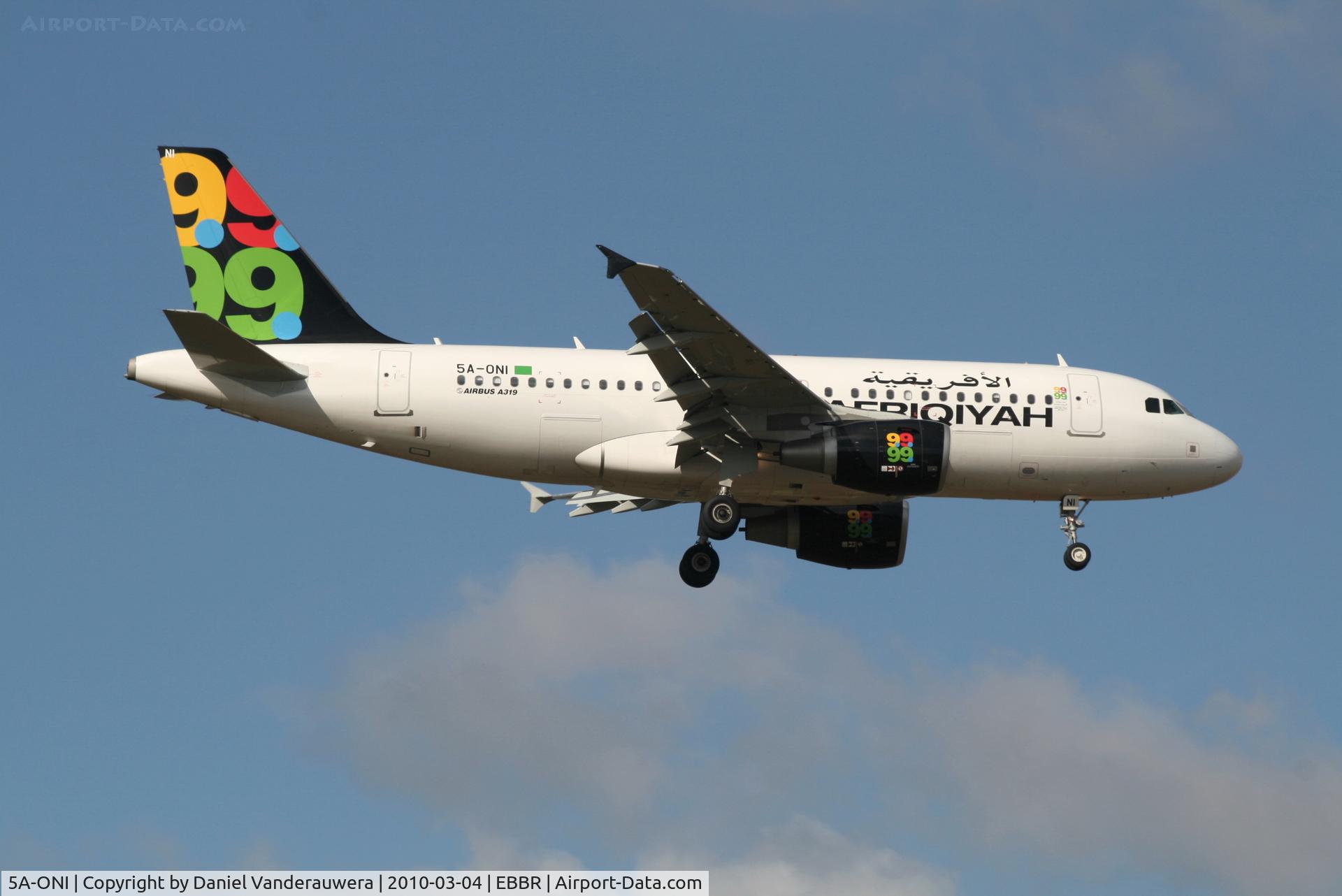 5A-ONI, 2009 Airbus A319-111 C/N 4004, Arrival of flight 8U924 to RWY 02