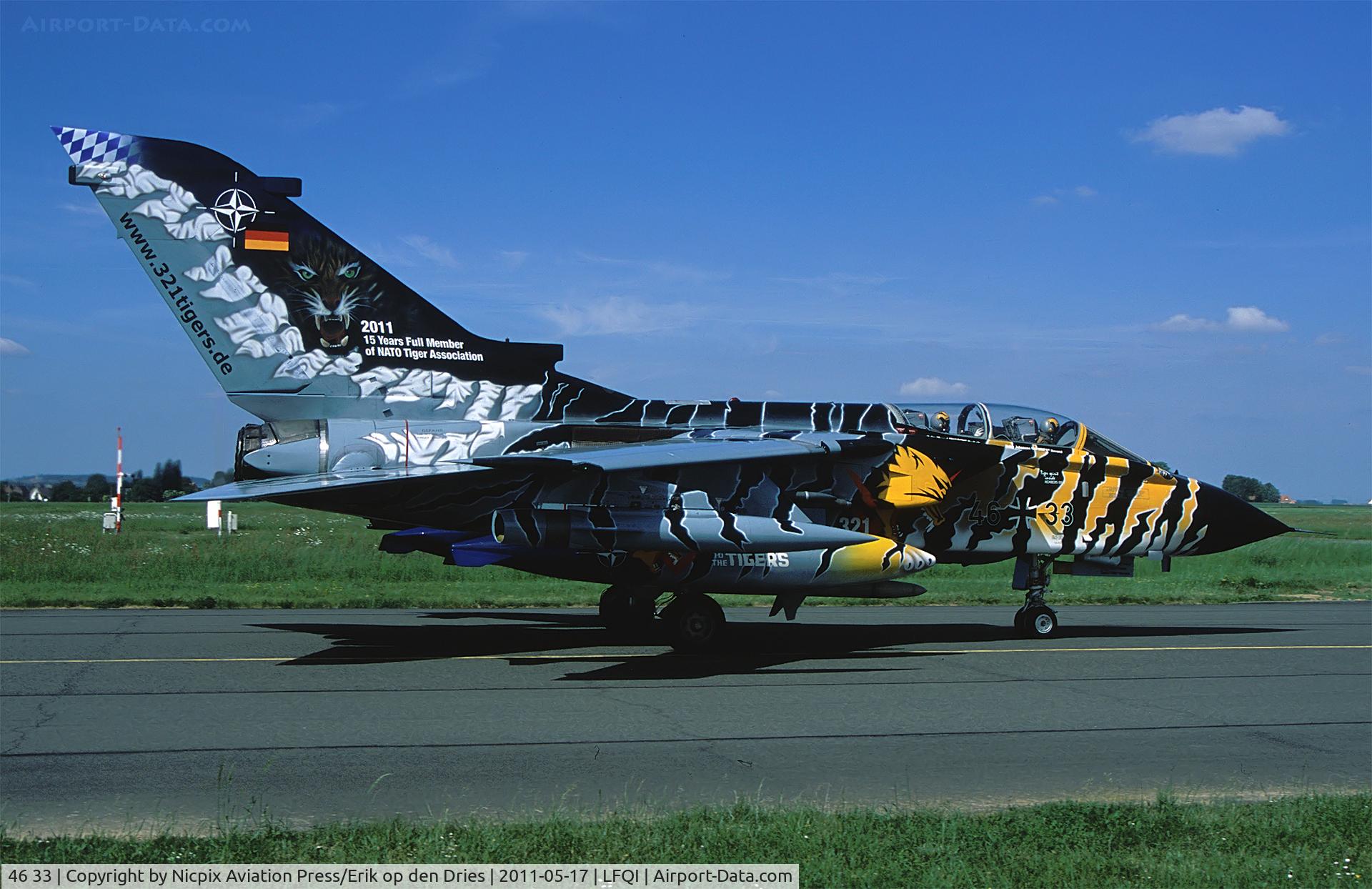 46 33, Panavia Tornado ECR C/N 844/GS266/4333, 4633 is assigned to JaBoG-32 1st sqn and is seen here during the NTM-2011.