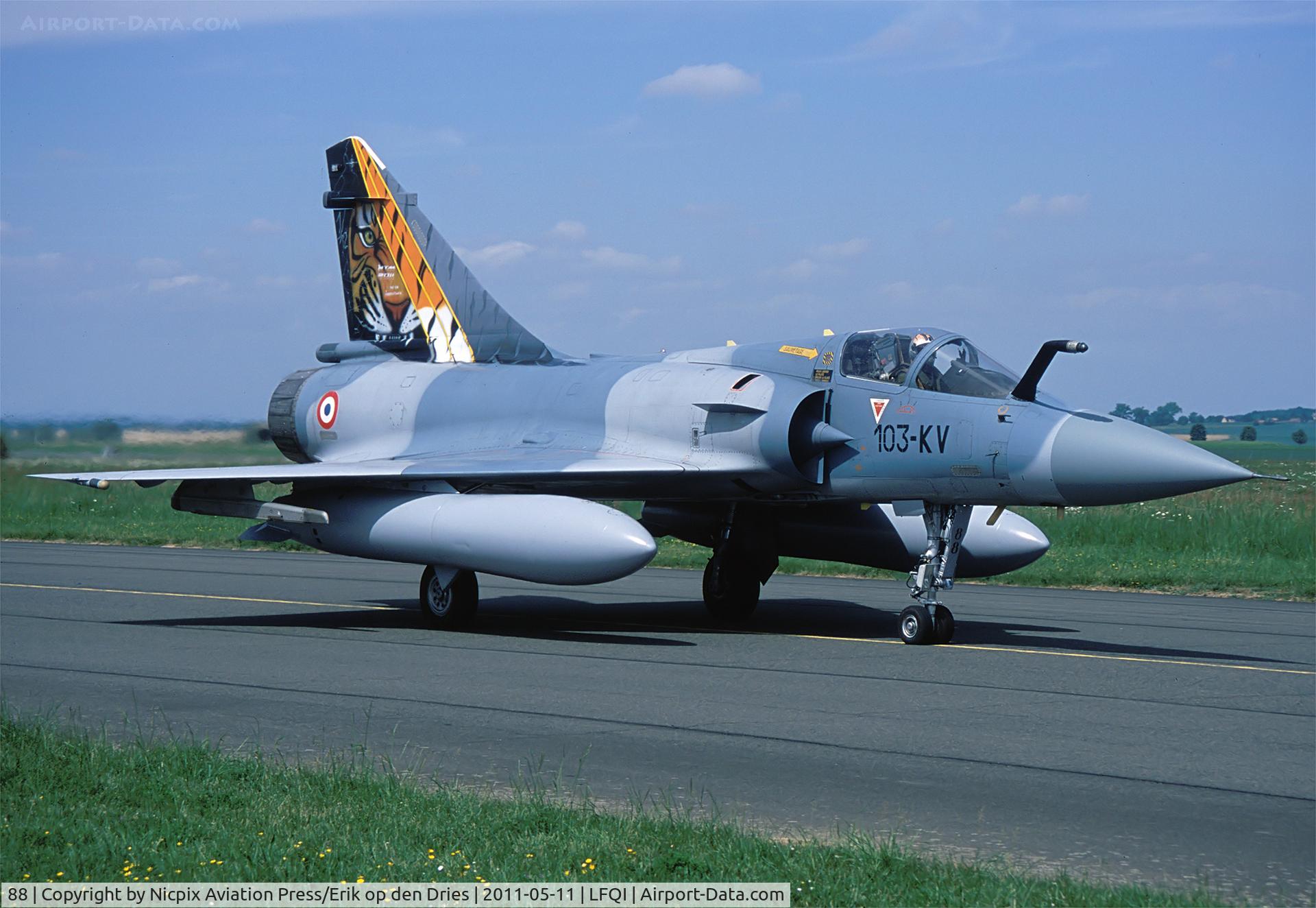 88, Dassault Mirage 2000C C/N 340, Cambrai AB was host for the 50th anniversary of the NATO Tigermeet in 2011 and this is their special painted bird for this exercise.