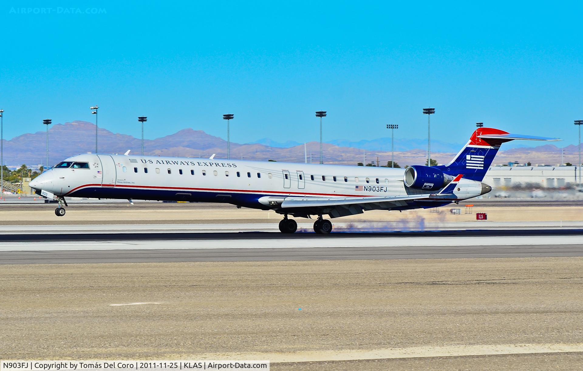 N903FJ, 2003 Bombardier CRJ-900ER (CL-600-2D24) C/N 15003, N903FJ (cn 15003) US Airways Express (Mesa Airlines) Canadair CL-600-2D24 Regional Jet CRJ-900ER

Las Vegas - McCarran International (LAS / KLAS)
USA - Nevada, November 25, 2011
Photo: Tomás Del Coro