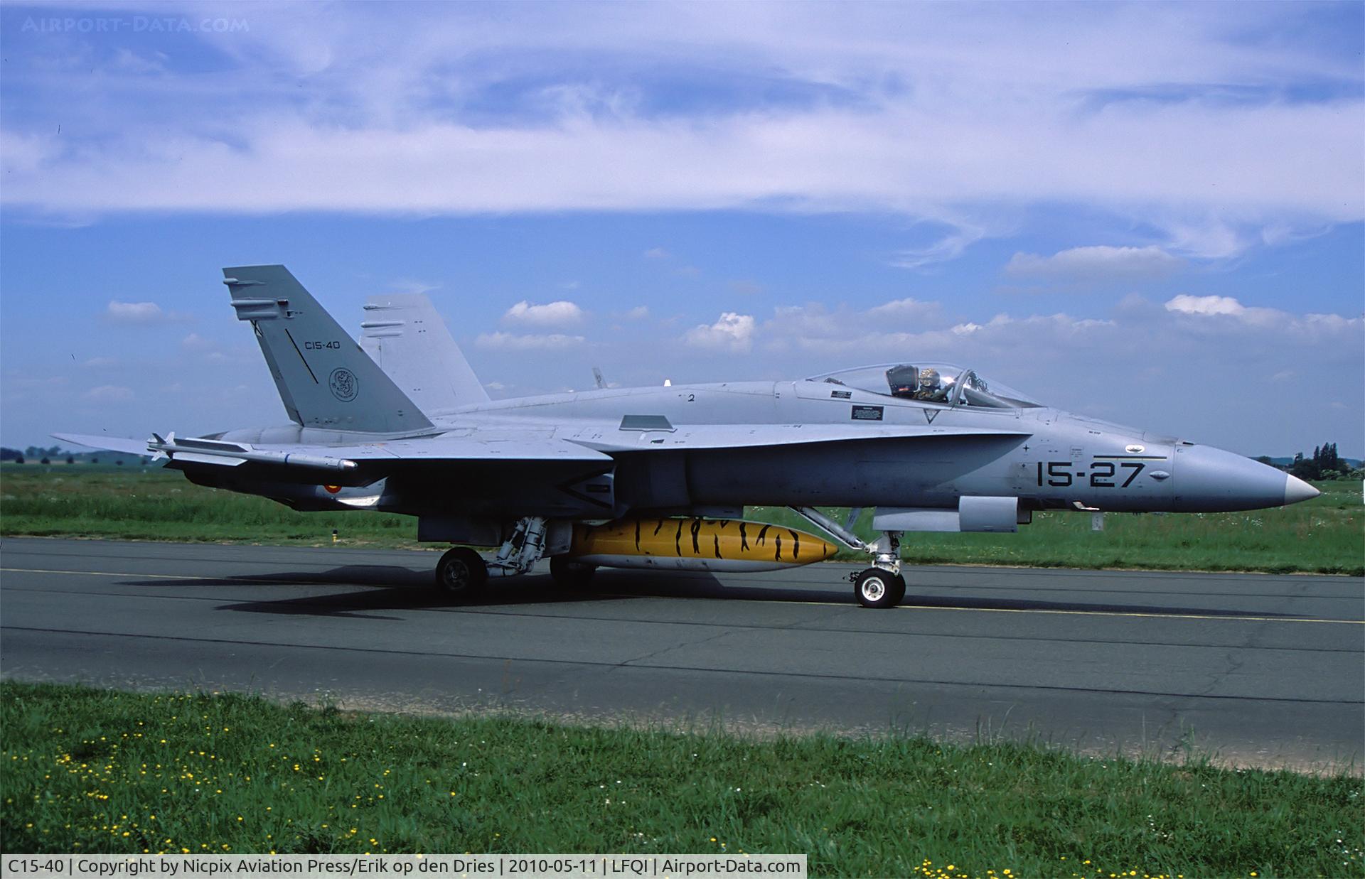 C15-40, McDonnell Douglas EF-18A-23-MC+ C/N 0677/A546, Sp[ain AF participated also in the NTM-2011 and C.15-40 is seen here on the taxitrack of Cambrai AB.