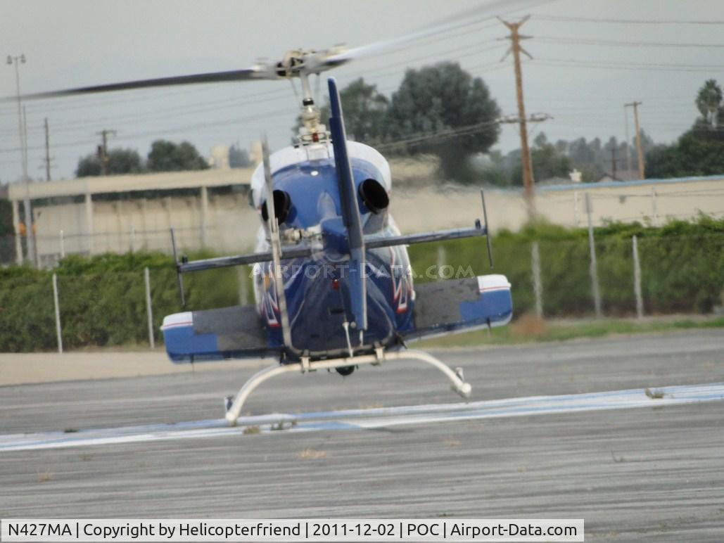 N427MA, 1987 Bell 222UT C/N 47558, Gust of wind as ship is lifting off