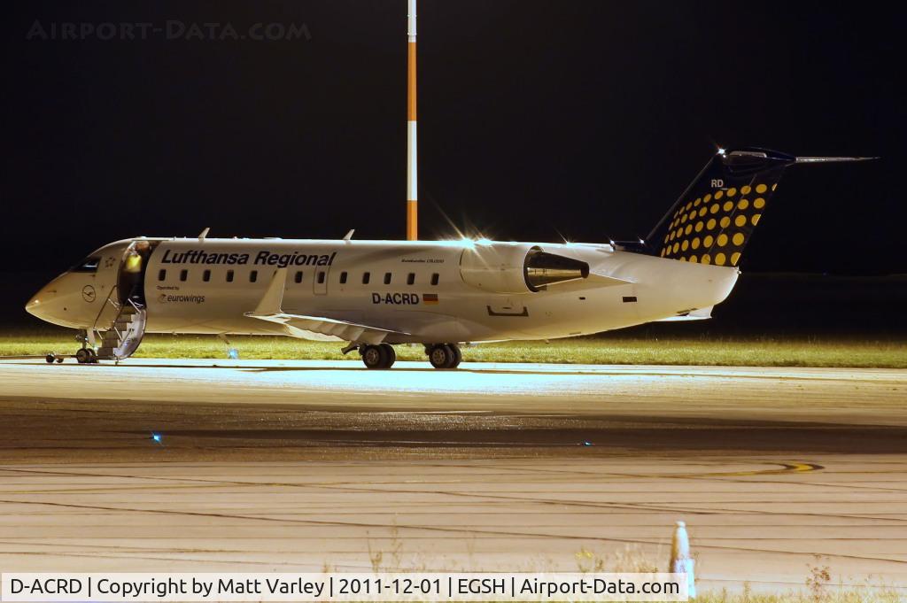D-ACRD, Canadair CRJ-200ER (CL-600-2B19) C/N 7583, Sat on stand 8 after arriving from Exeter for Air Livery.