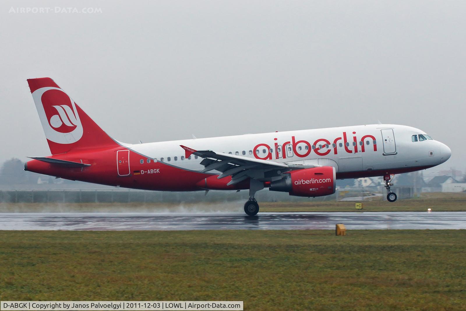 D-ABGK, 2008 Airbus A319-112 C/N 3447, Air Berlin Airbus A319-132 landing in LOWL/LNZ