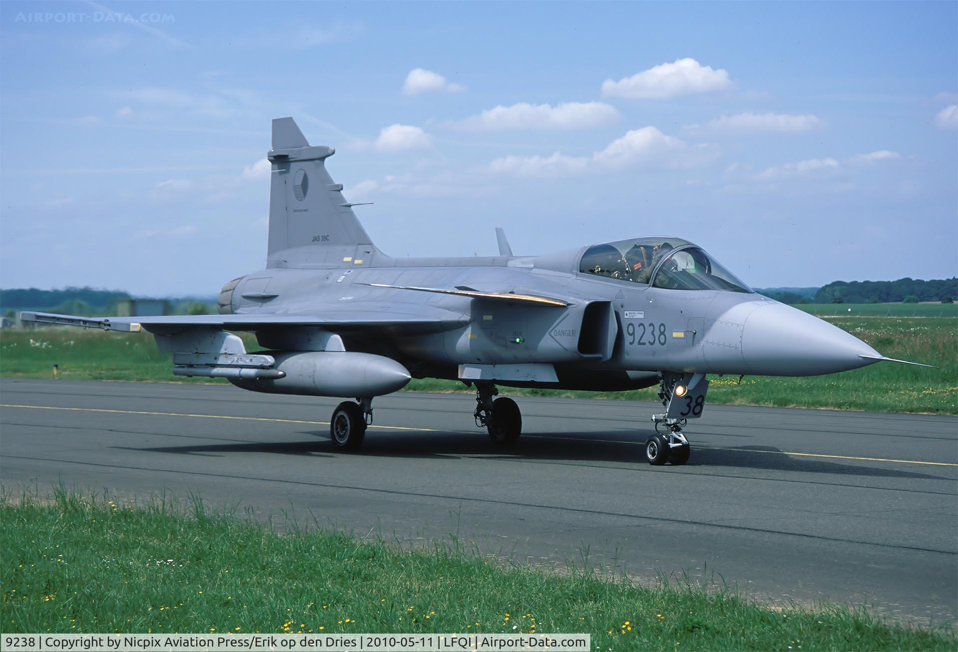 9238, Saab JAS-39C Gripen C/N 39238, 9238 was the only Czech AF Gripen in standard colours to attend the NTM-2011 at Cambrai AB, France.