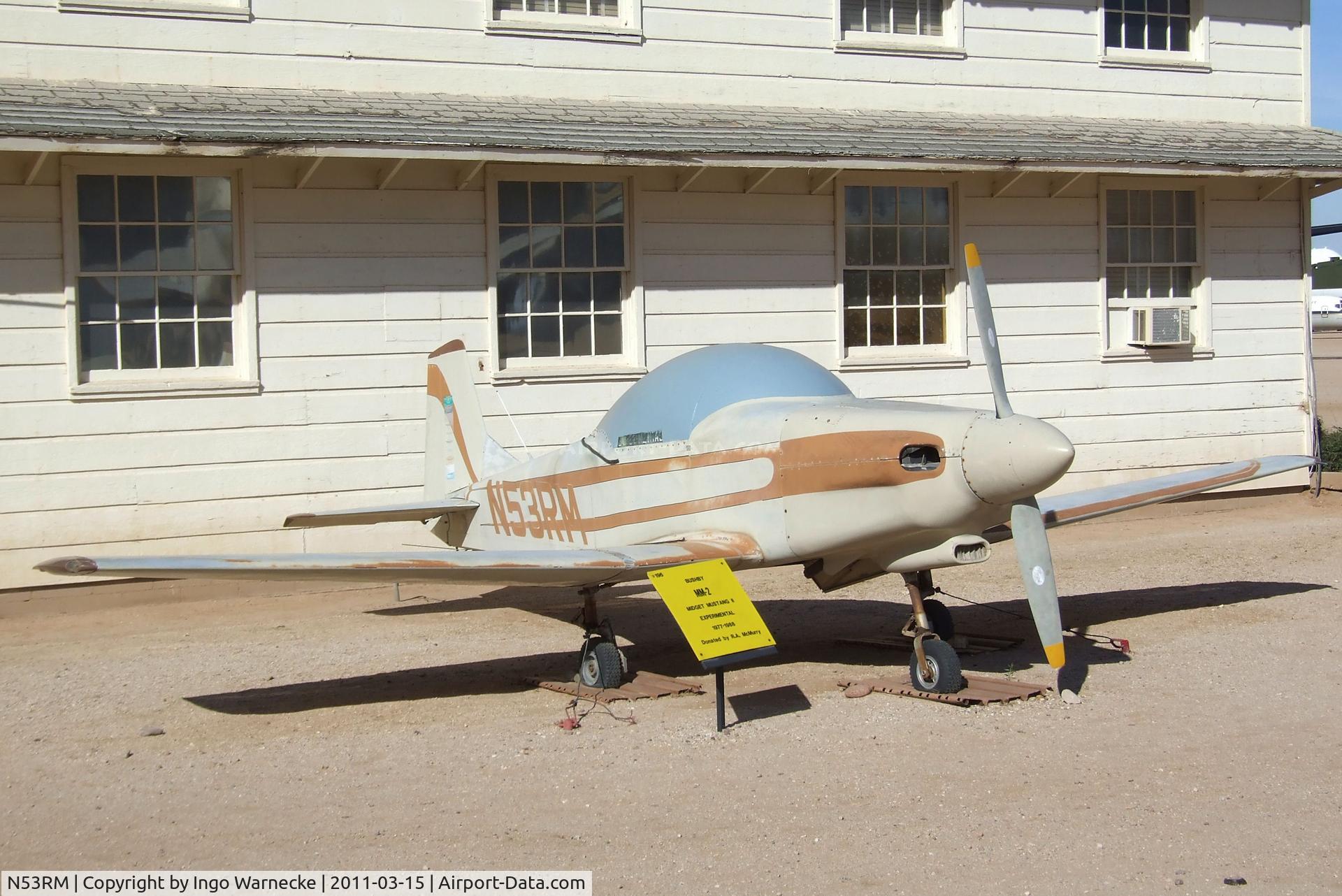 N53RM, Bushby Mustang II C/N 581, Bushby (McMurry) Midget Mustang II at the Pima Air & Space Museum, Tucson AZ