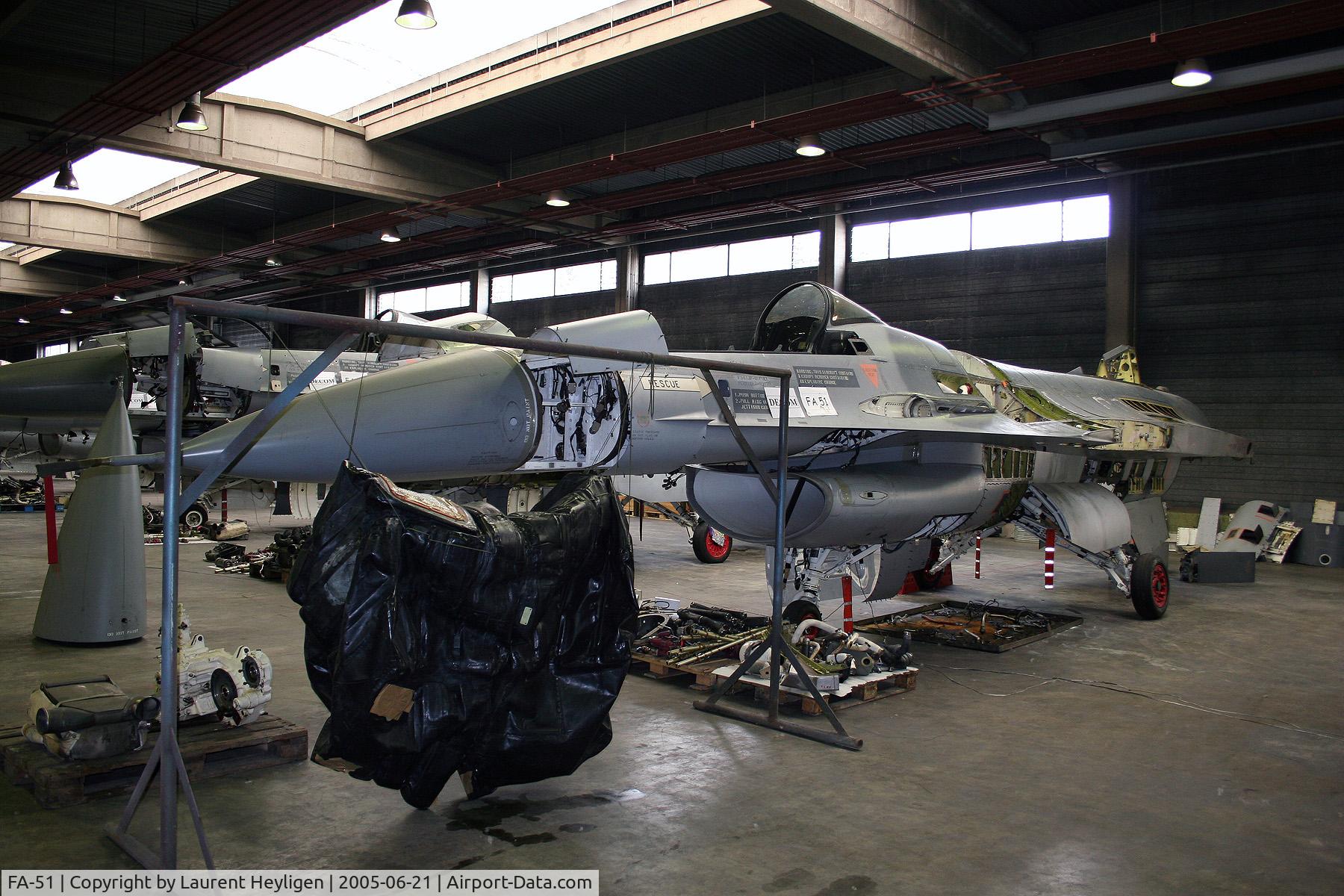 FA-51, 1982 SABCA F-16AM Fighting Falcon C/N 6H-51, Being dismantled at Rocourt, Belgium