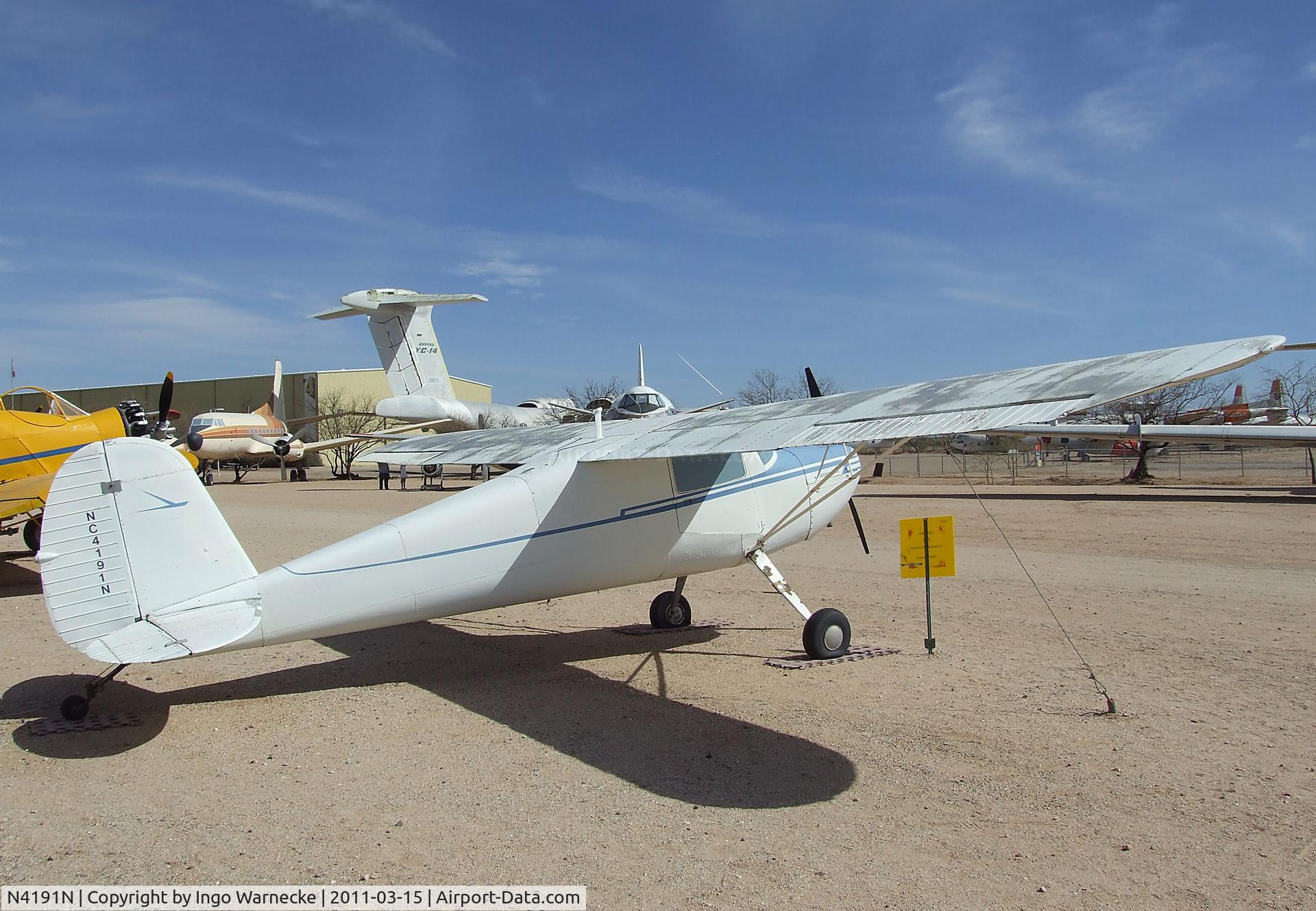 N4191N, 1947 Cessna 120 C/N 13662, Cessna 120 at the Pima Air & Space Museum, Tucson AZ