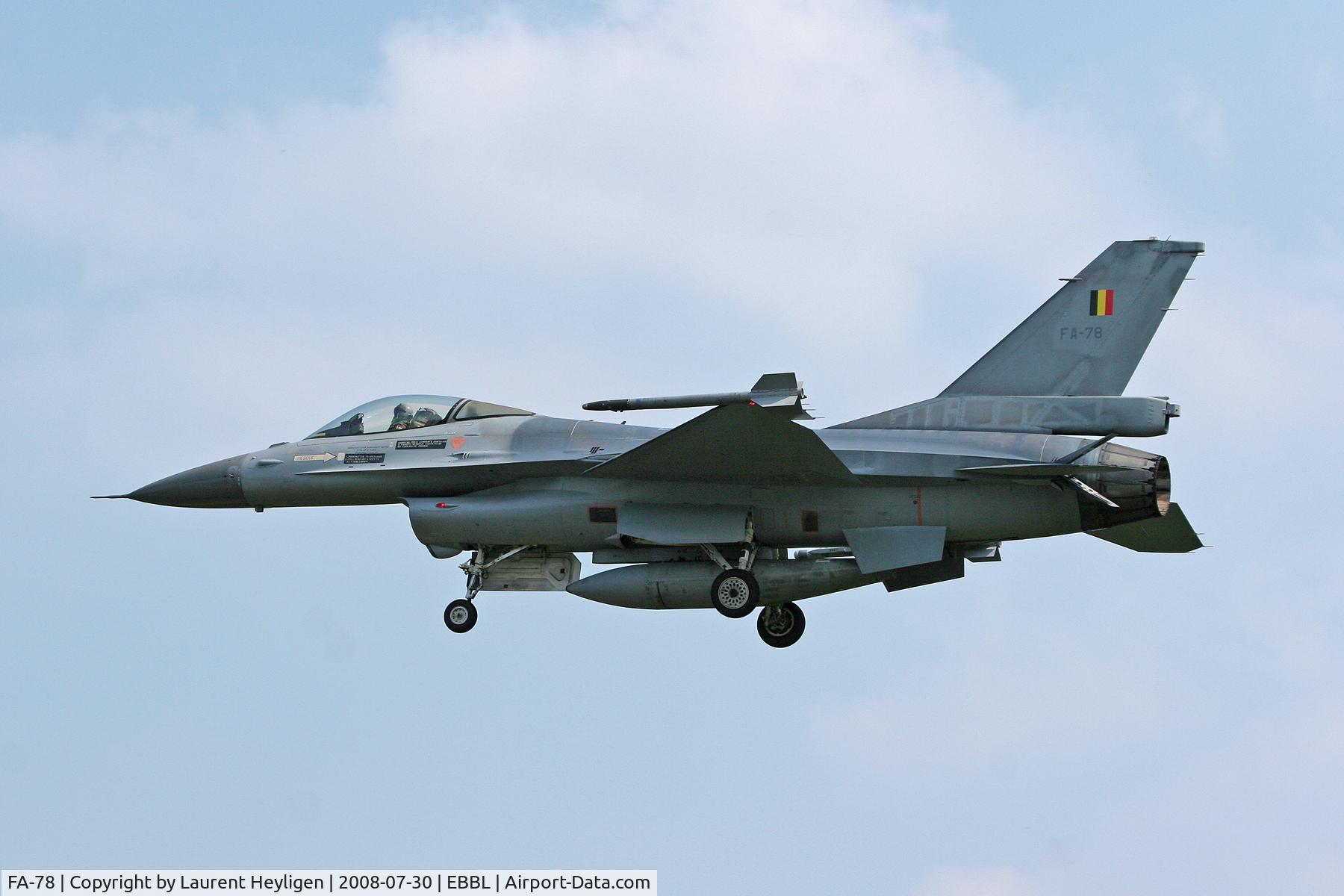 FA-78, 1984 SABCA F-16AM Fighting Falcon C/N 6H-78, Landing at Kleine Brogel Airbase