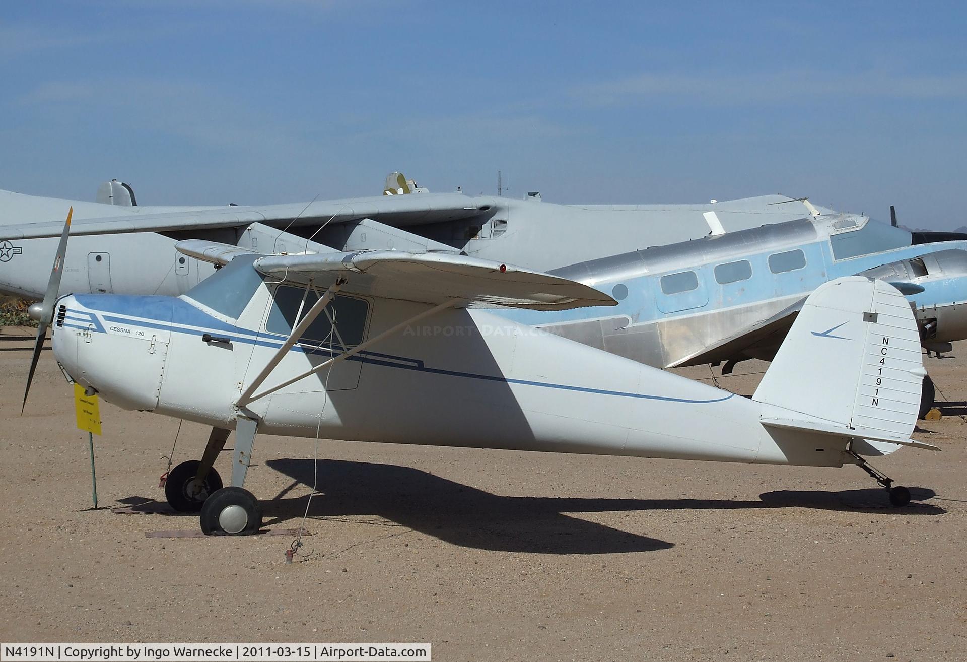 N4191N, 1947 Cessna 120 C/N 13662, Cessna 120 at the Pima Air & Space Museum, Tucson AZ