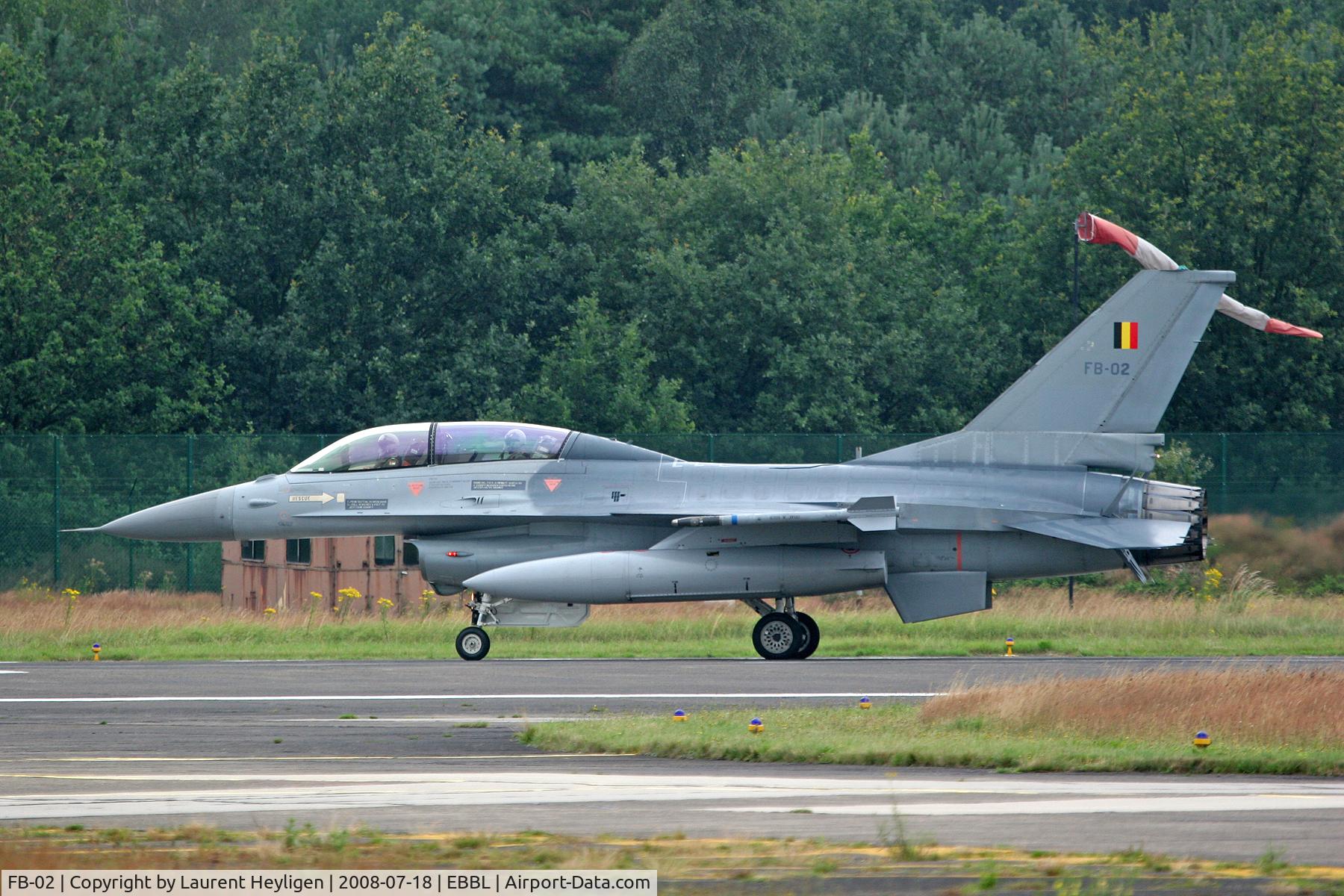 FB-02, 1979 SABCA F-16B Fighting Falcon C/N 6J-2, Taxiing at Kleine Brogel Airbase