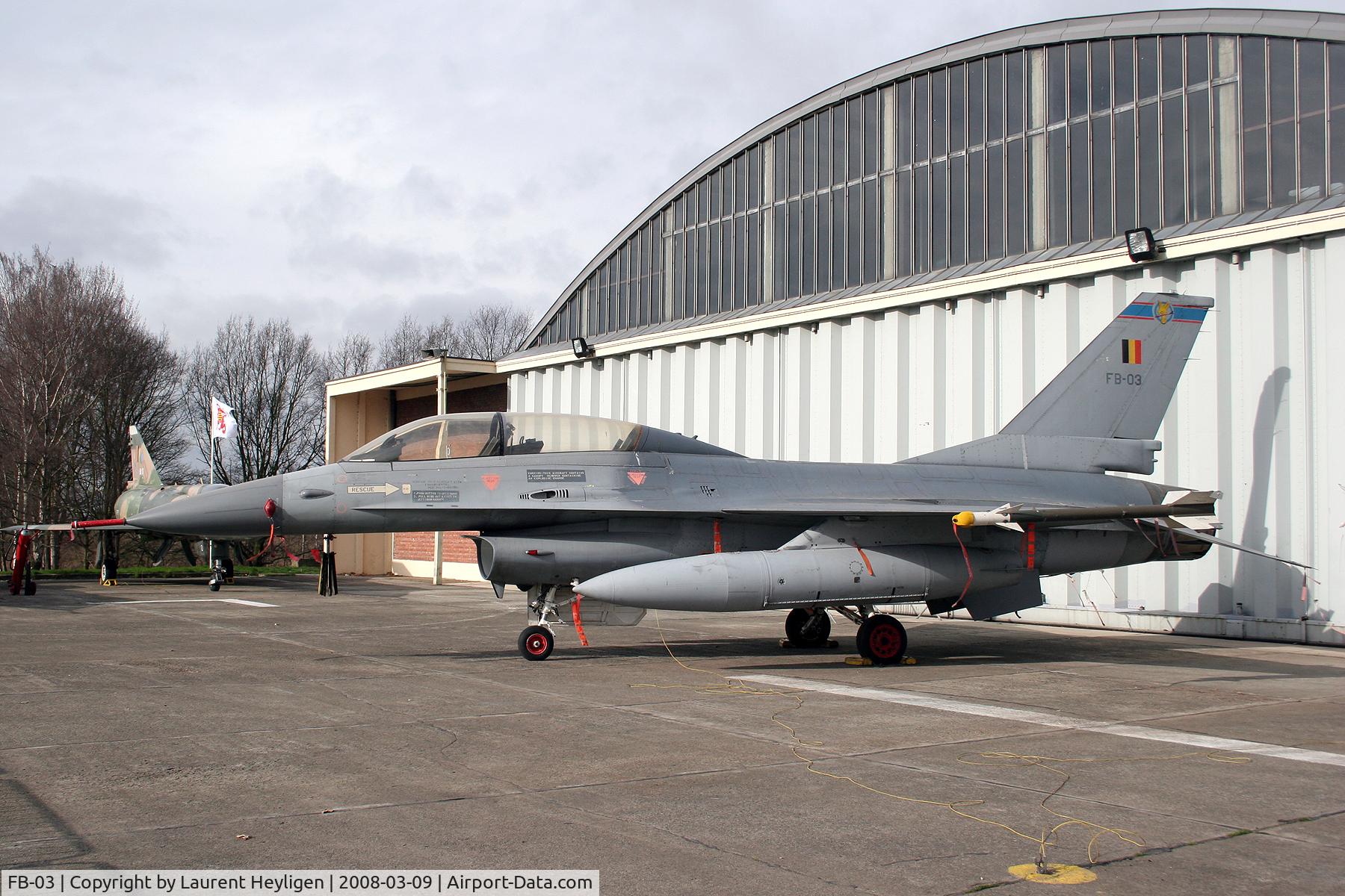 FB-03, 1979 SABCA F-16B Fighting Falcon C/N 6J-3, Instructional airframe at the Royal Technical School of the Air Force at Saffraanberg, Sint-Truiden, Belgium