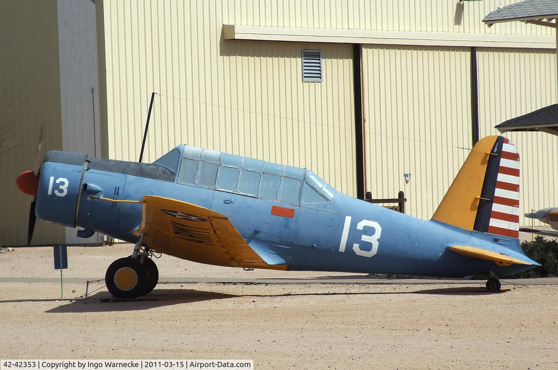 42-42353, 1943 Vultee BT-13A Valiant C/N 74-9103, Vultee BT-13A Valiant at the Pima Air & Space Museum, Tucson AZ