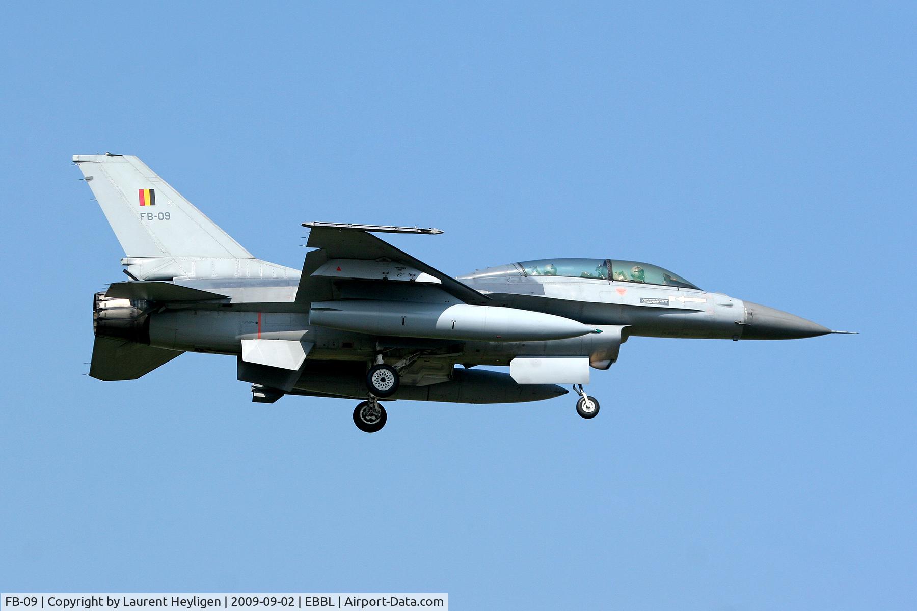 FB-09, 1980 SABCA F-16B Fighting Falcon C/N 6J-9, Landing at Kleine Brogel airbase
