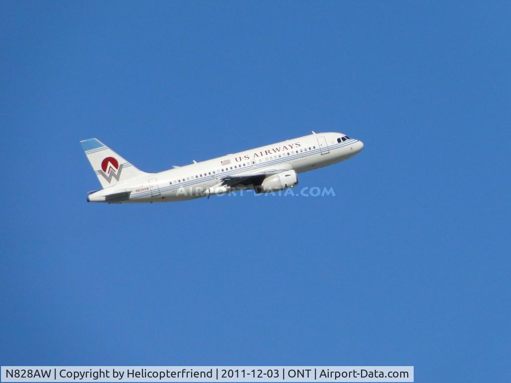 N828AW, 2001 Airbus A319-132 C/N 1552, American West, US Airways taking off from runway 8L