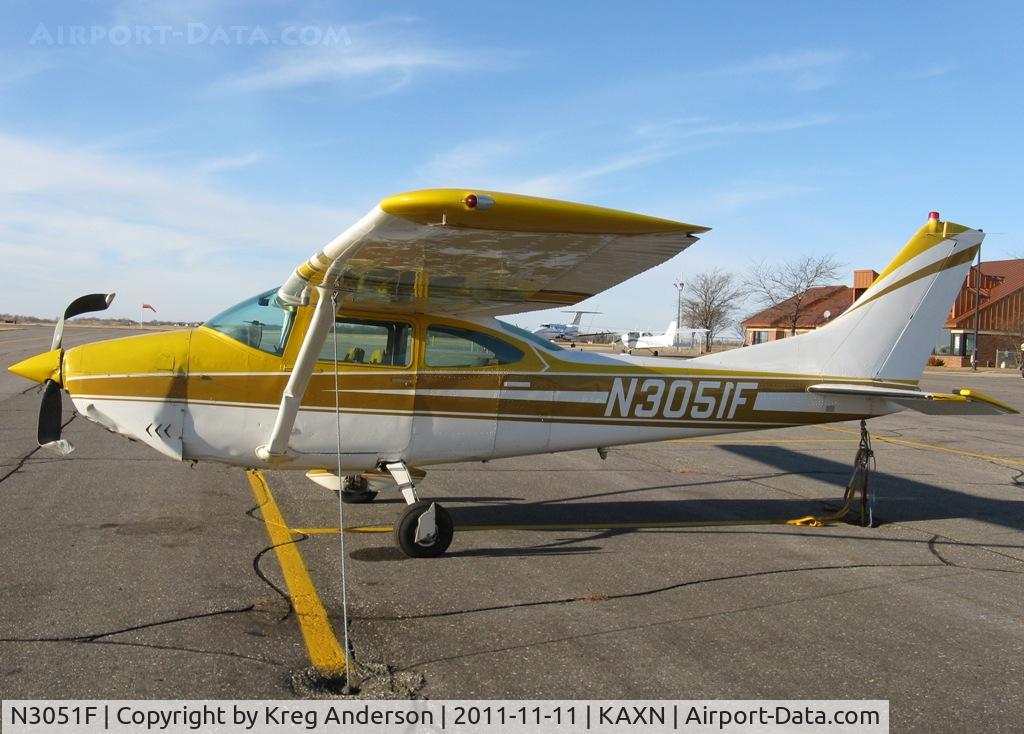 N3051F, 1966 Cessna 182J Skylane C/N 18257151, This Cessna 182J Skylane went off the runway the evening of Thursday, November 10, 2011. No injuries to the occupants.
