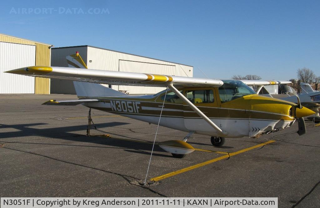 N3051F, 1966 Cessna 182J Skylane C/N 18257151, This Cessna 182J Skylane went off the runway the evening of Thursday, November 10, 2011. No injuries to the occupants.
